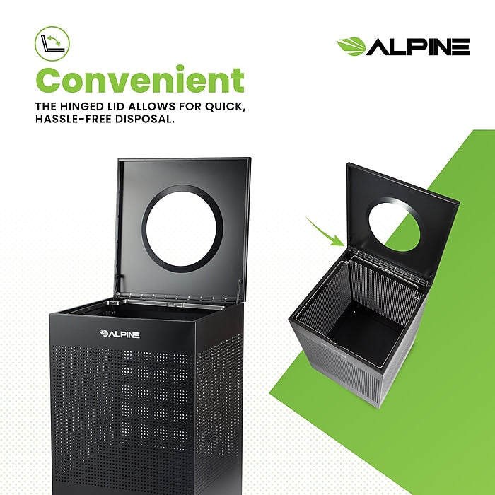 40 Gallon Black Perforated Metal Square Decorative Waste Receptacle