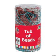 Red/Silver/Blue Tub Of Beads - 72 Pieces