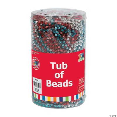 Red/Silver/Blue Tub Of Beads - 72 Pieces