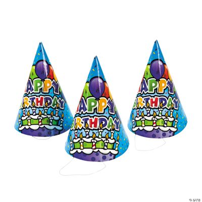 Happy Birthday Cake Party Hats - 144 Pieces