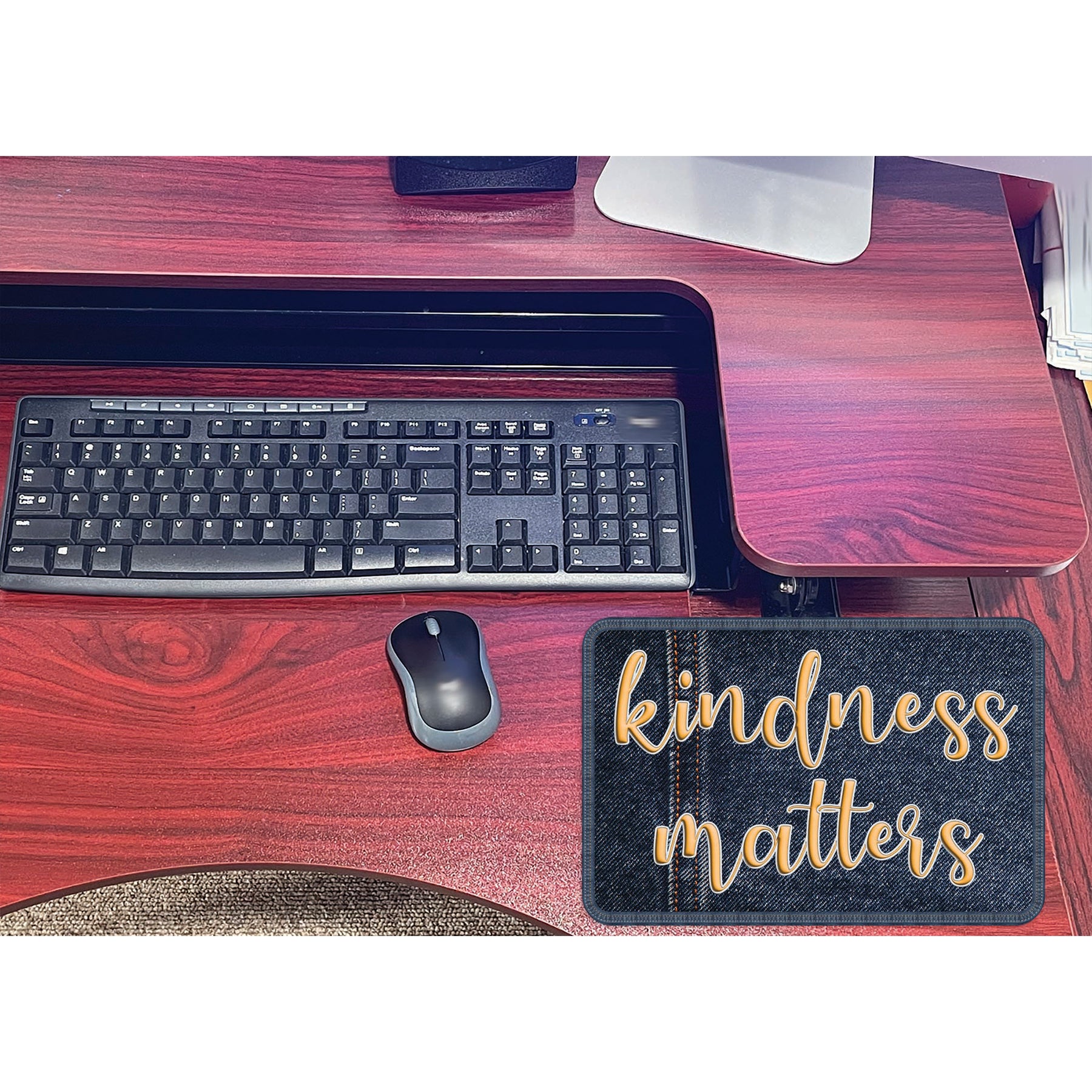 The Original Fun Mat® Computer Mouse Pad, 11.75x8 in, Kindness Matters, Denim