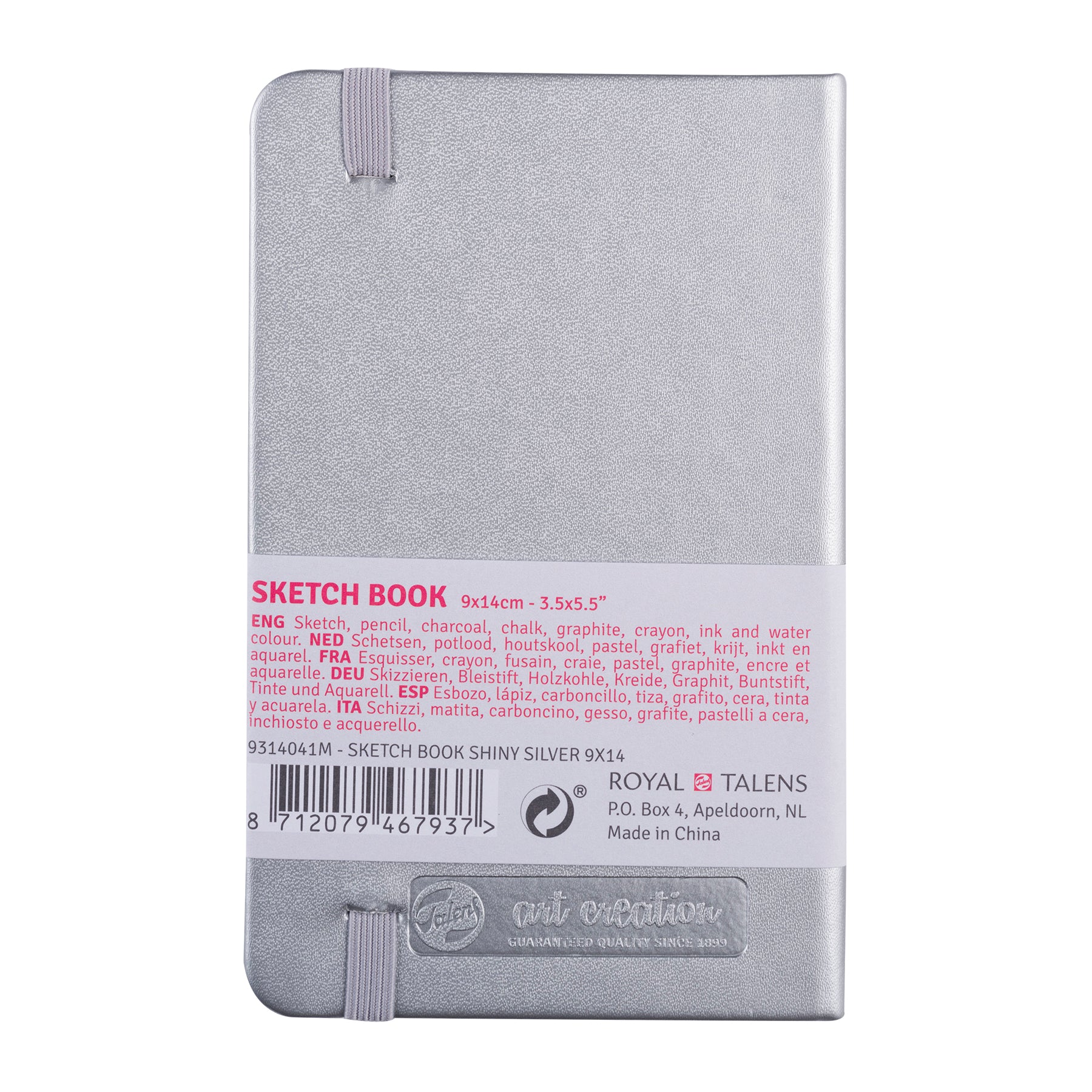Sketchbook, 80 Sheets, 90lbs, Shiny Silver Cover, 3.5" x 5.5"