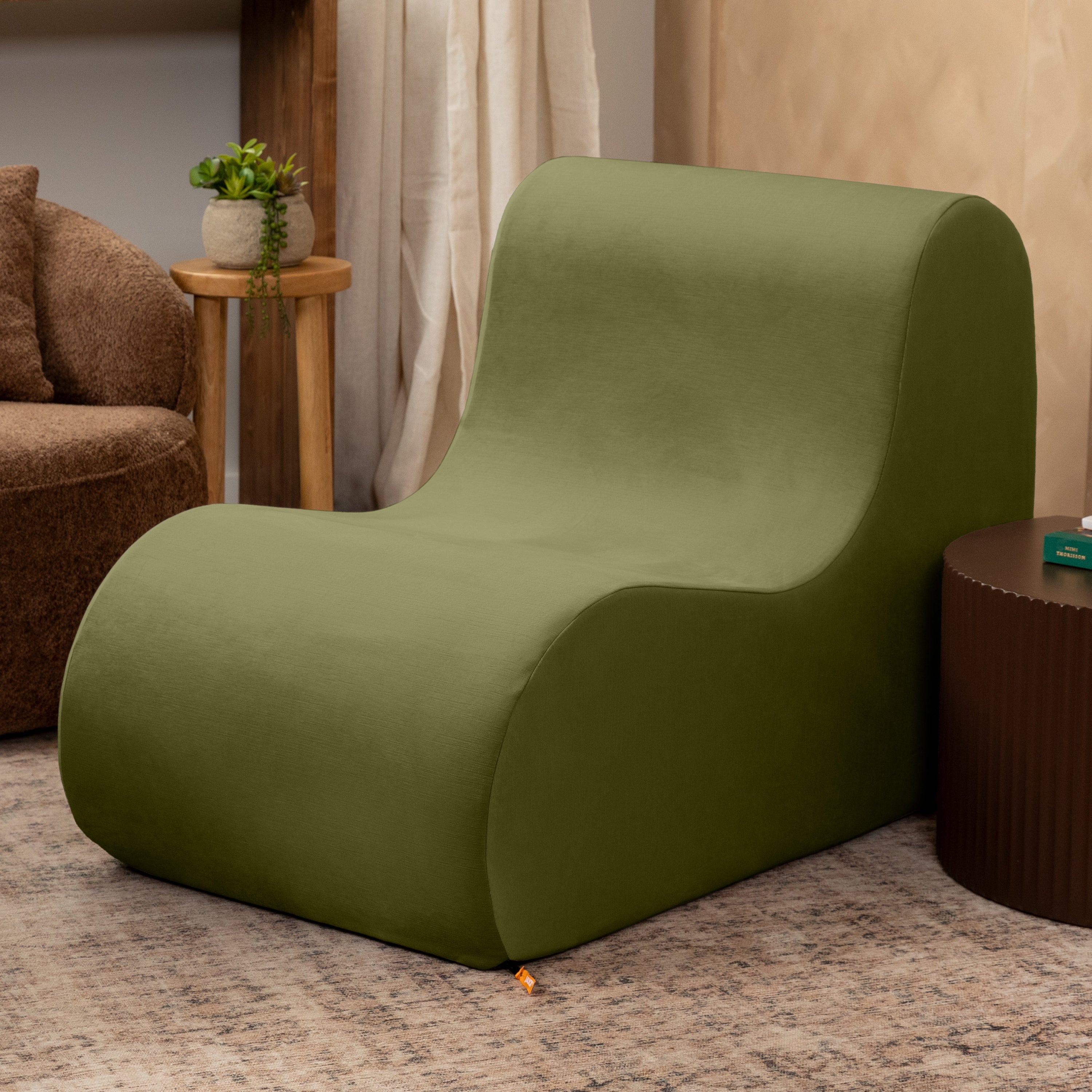 Jaxx Uptown Large Modern Armless Accent Chair, Moss