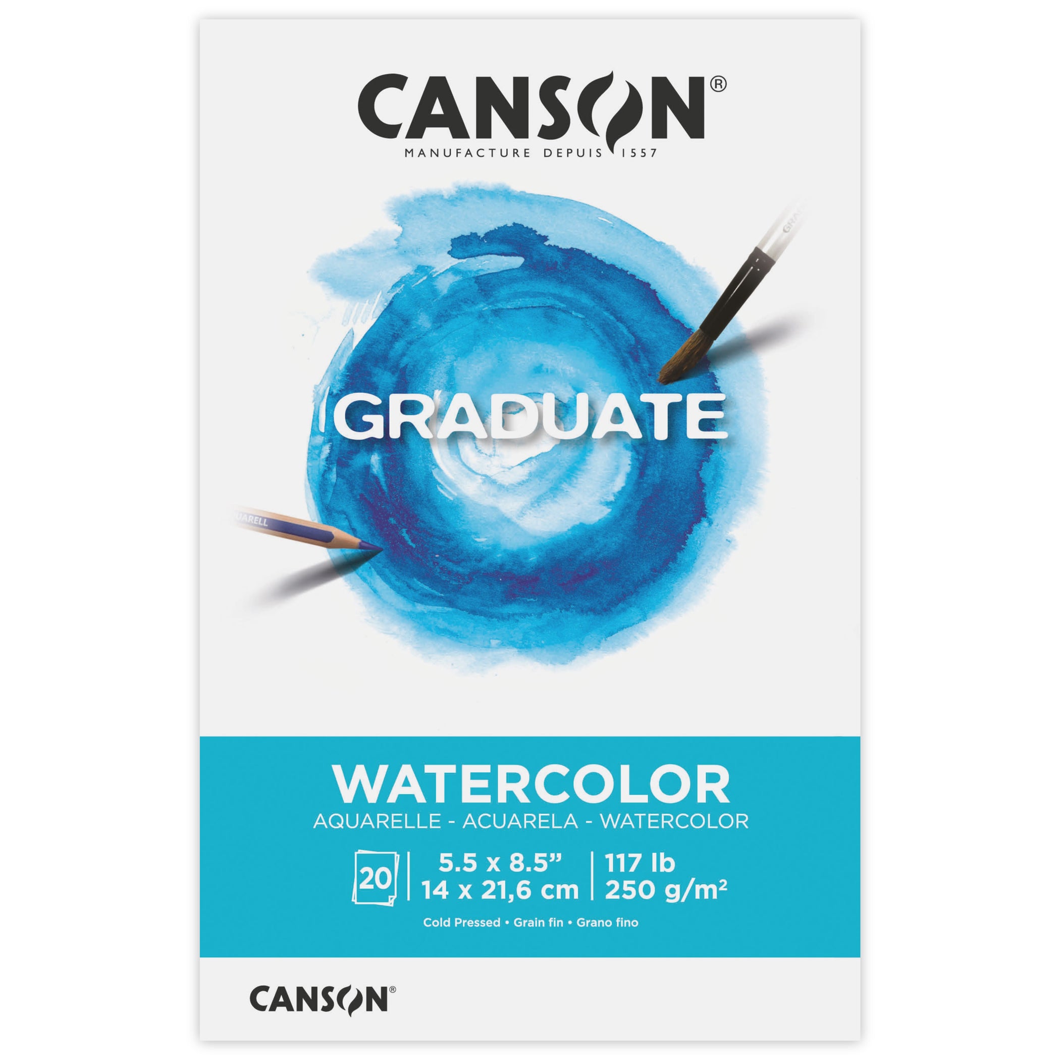 Graduate Watercolor Pad, Foldover Binding, 20 Sheet, 5.5x8.5 inch, 1 Count
