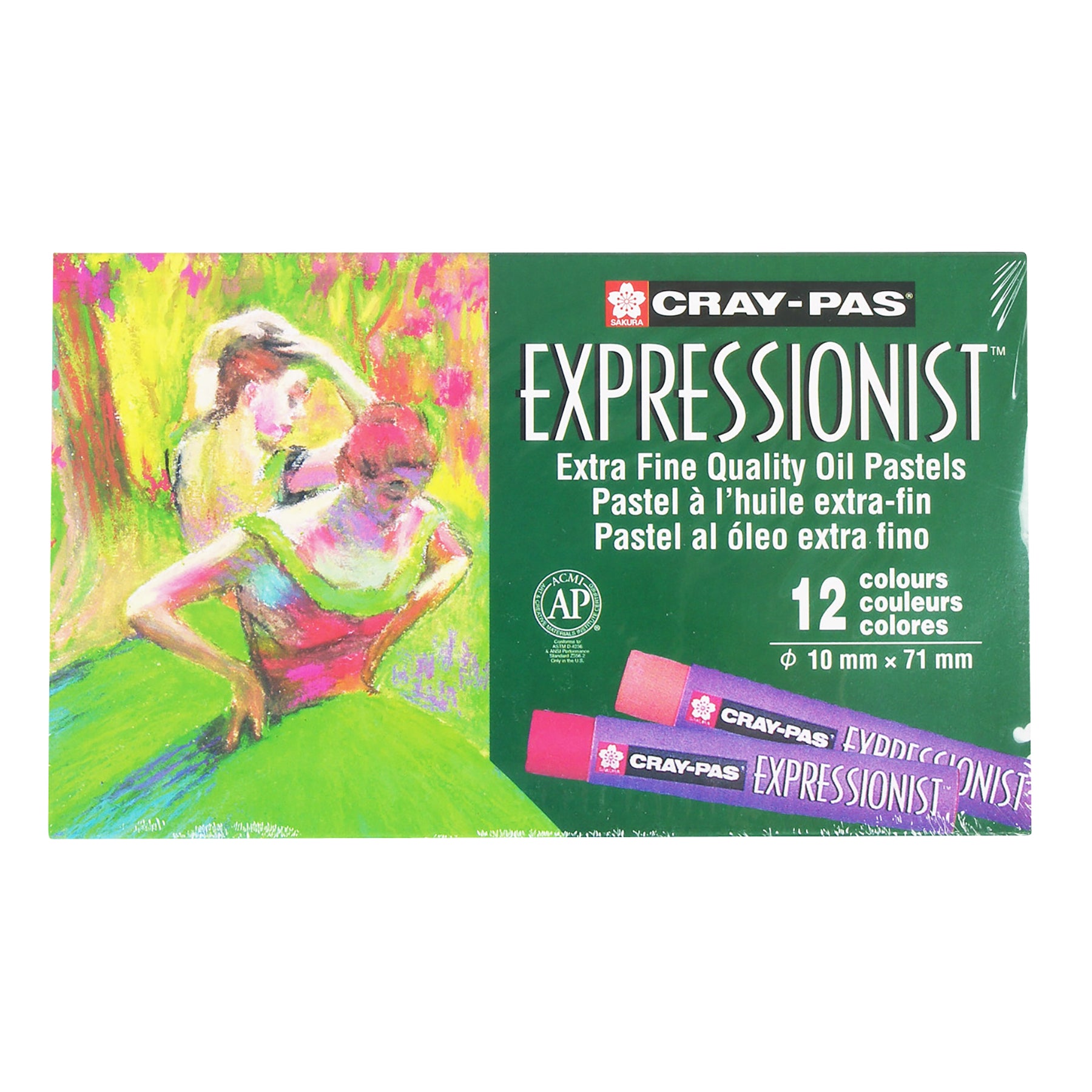 Cray-Pas Expressionist Oil Pastels, Assorted Colors, 12-Piece Set