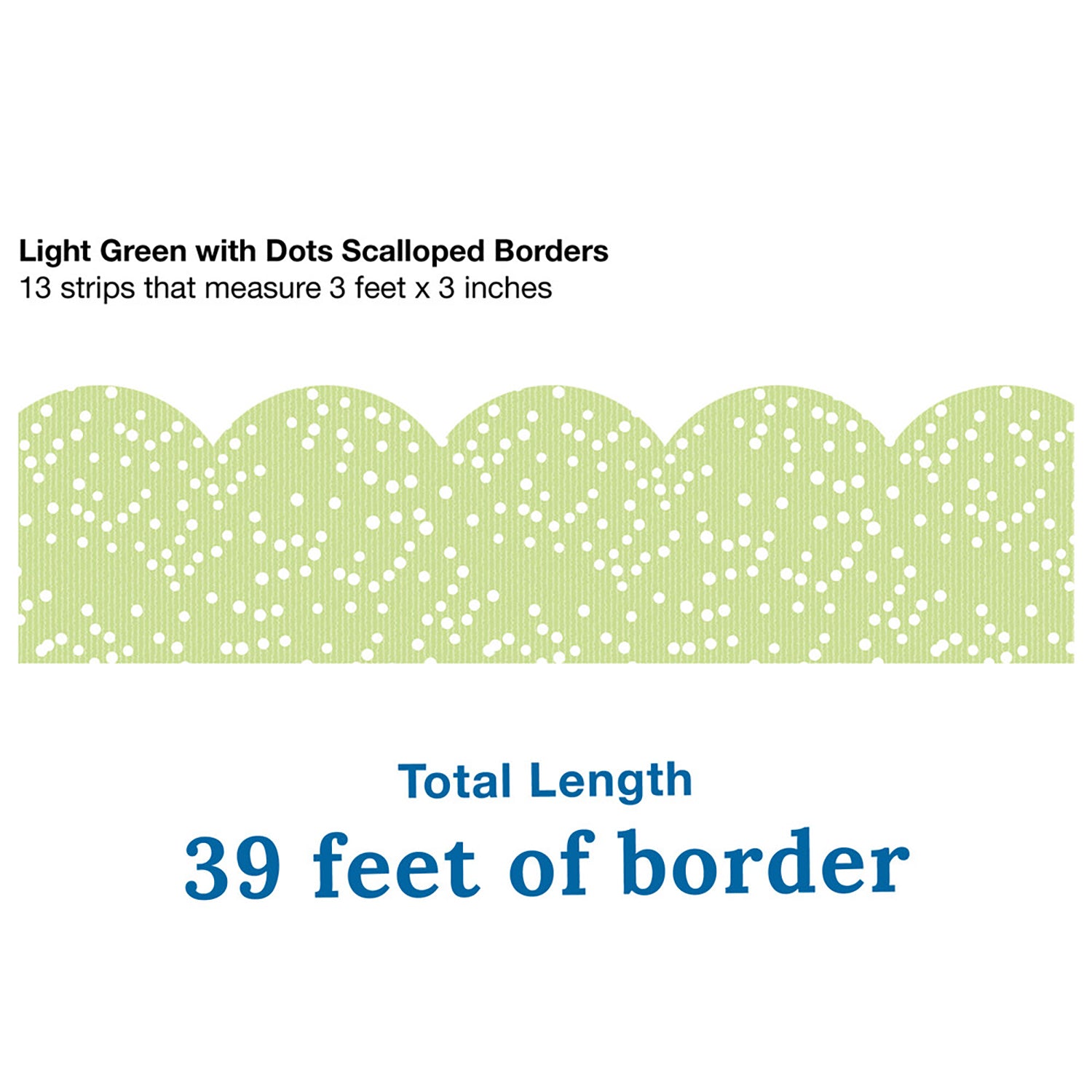 Crafty and Cool Light Green with Dots Scalloped Bulletin Board Borders, 39 Feet