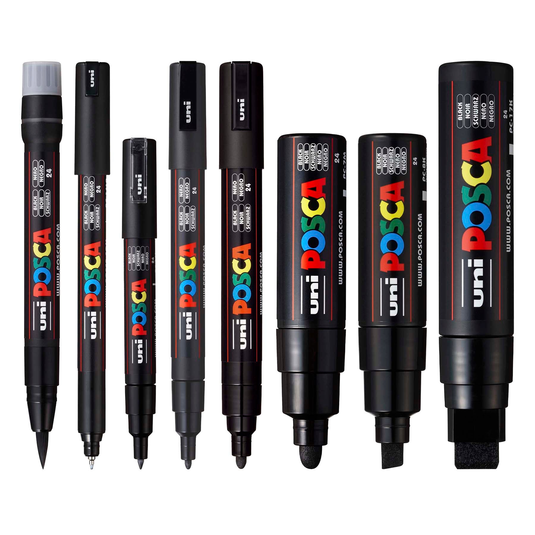 uni® POSCA PC-MIX Water-Based Paint Markers, Assorted Black Tips, 8 Pack