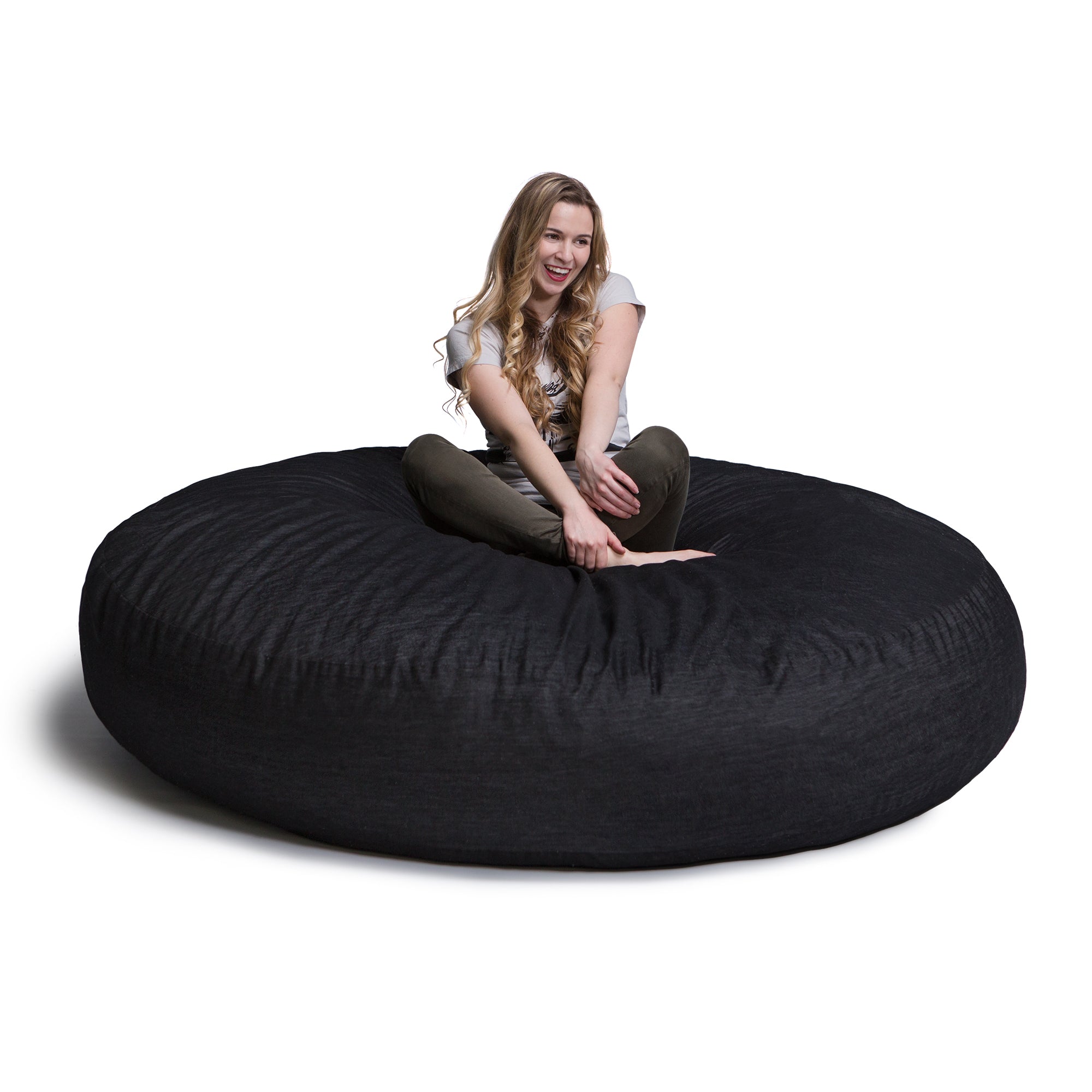 Jaxx 6 Foot Cocoon - 2-in-1 Convertible Bean Bag Bed & Large Bean Bag Chair for Adults- Denim, Black