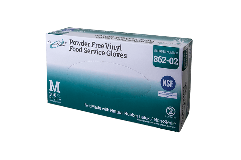 OmniShield Vinyl Powder Free Clear NSF Food Service Gloves (Medium), 100 Pcs/Box, 10 Box/Cs