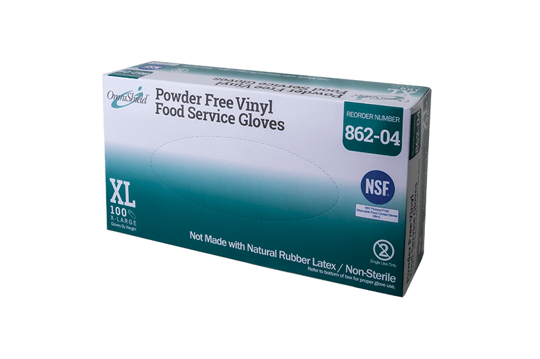 OmniShield Vinyl Powder Free Clear NSF Food Service Gloves (X-Large), 100 Pcs/Box, 10 Box/Cs