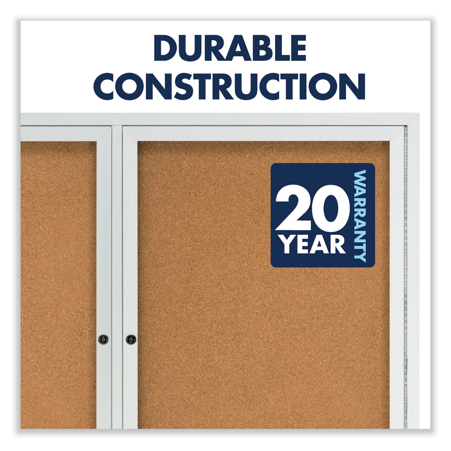 Quartet Enclosed Bulletin Board for Indoor Use - 36" Board Height x 48" Board Width - Brown Natural Cork Surface - Hinged, Self-healing, Shatter Proof, Rounded Corner, Durable - Silver Aluminum Frame - 1 Each