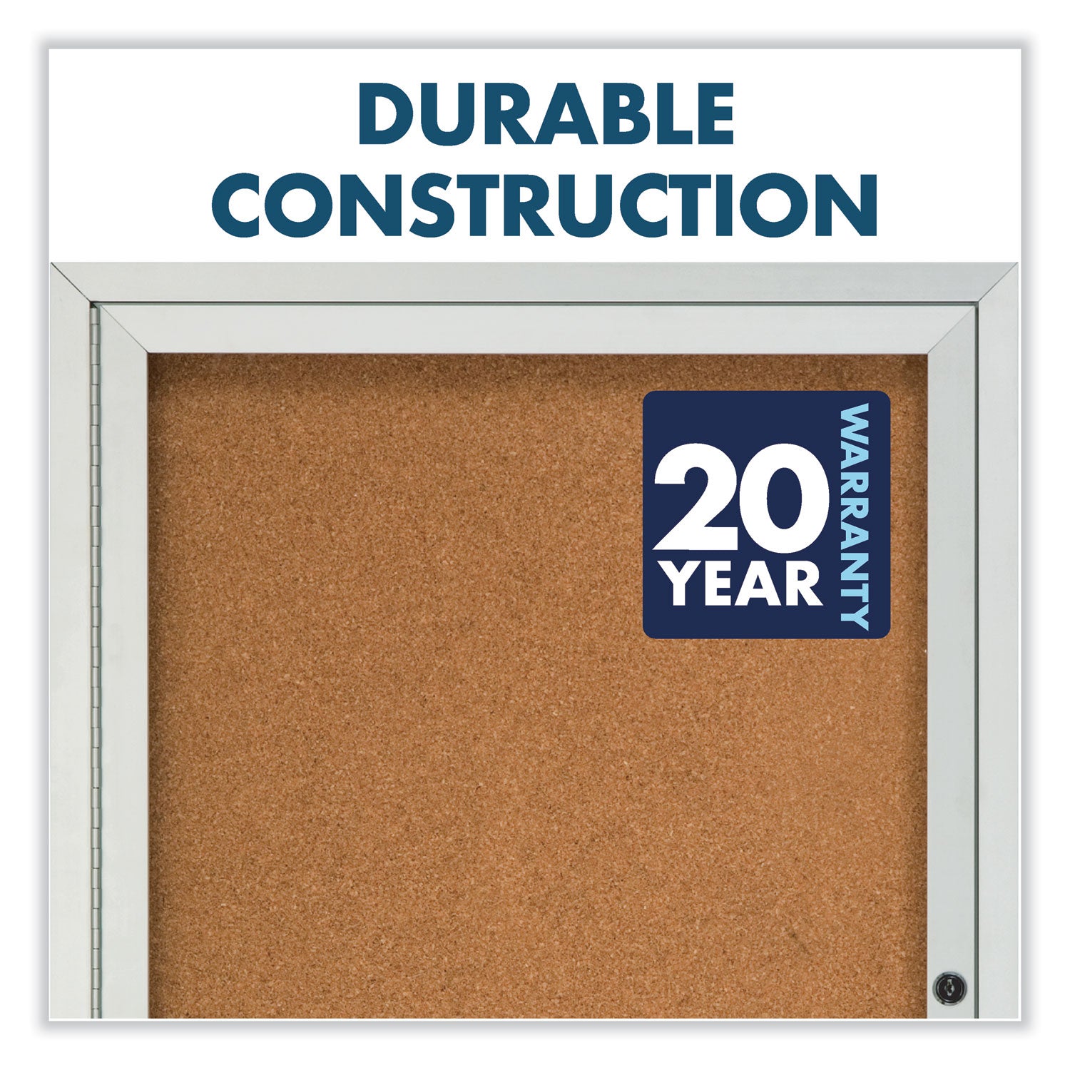 Quartet Enclosed Bulletin Board for Indoor Use - 36" Board Height x 24" Board Width - Brown Natural Cork Surface - Hinged, Self-healing, Shatter Proof, Lock, Durable - Silver Aluminum Frame - 1 Each