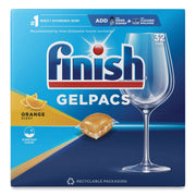 Finish Dishwasher Gel Packs - For Dish, Glass - 1.30 oz (0.08 lb) - Orange Scent - Recommended For: Food Remover, Residue Remover, Stain Remover, Baked-on Food Remover - Pre-moistened - Orange - 32 / Box