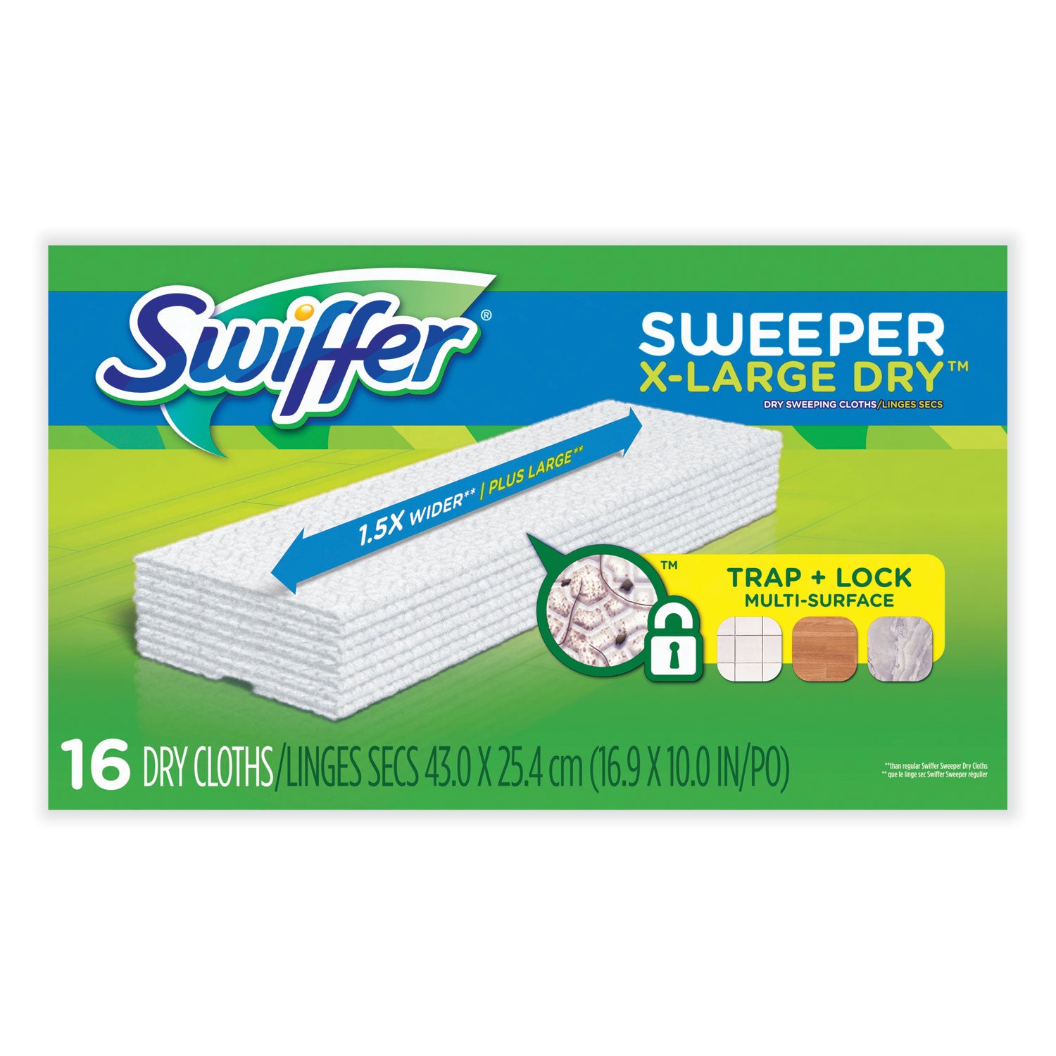 Swiffer Sweeper XL Dry Sweeping Cloths - X-Large - White - 16/Box - 1 Each