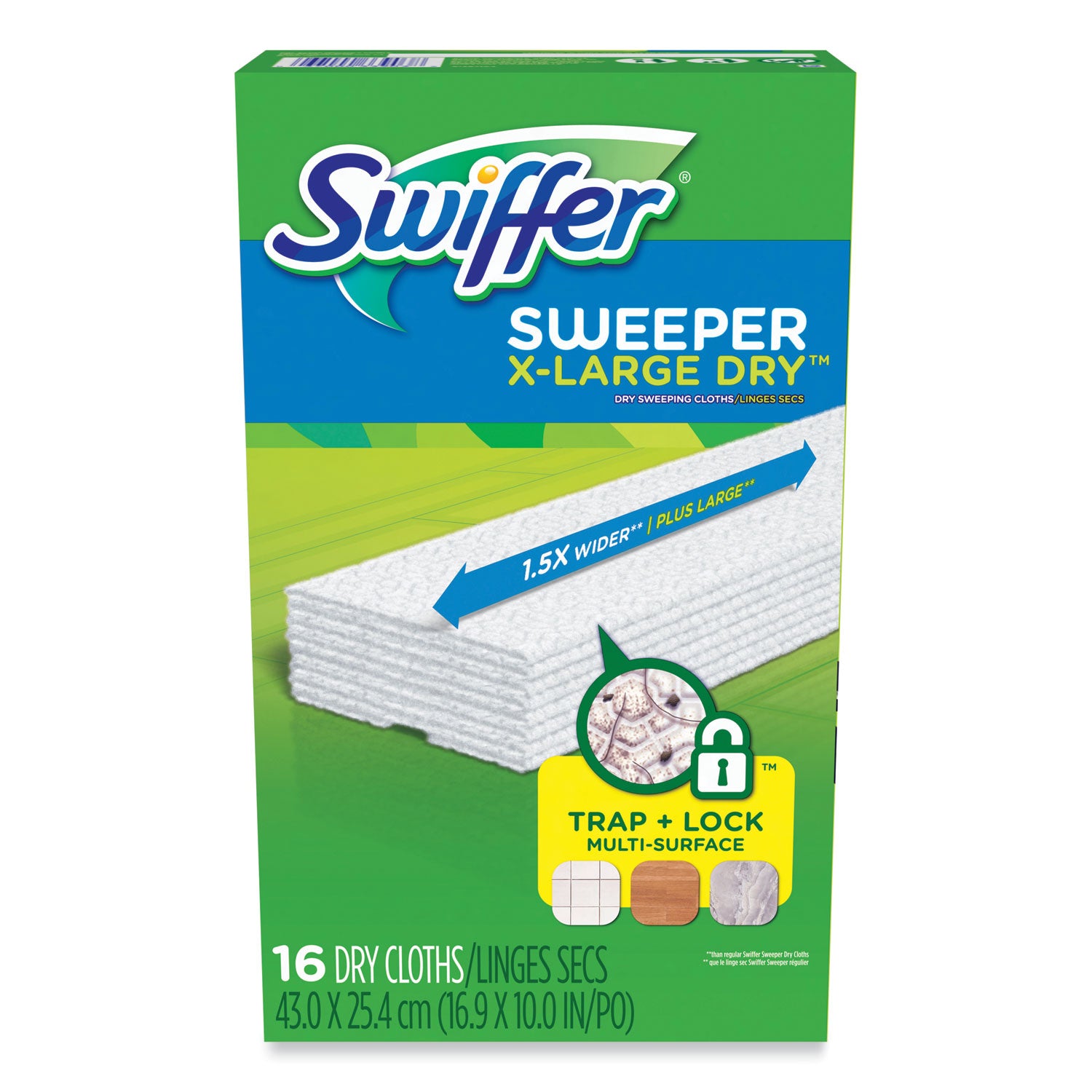 Swiffer Sweeper XL Dry Sweeping Cloths - X-Large - White - 16/Box - 1 Each