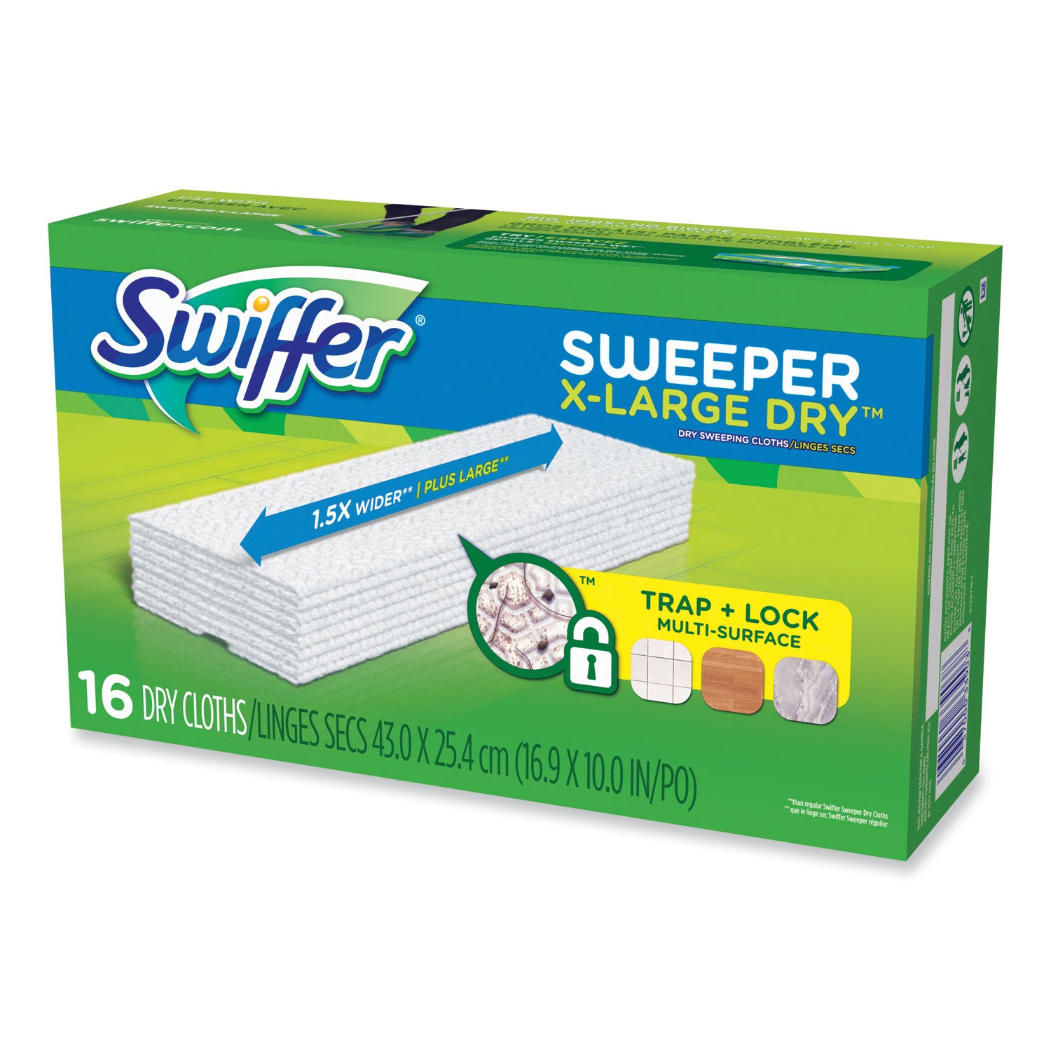 Swiffer Sweeper XL Dry Sweeping Cloths - X-Large - White - 16/Box - 1 Each