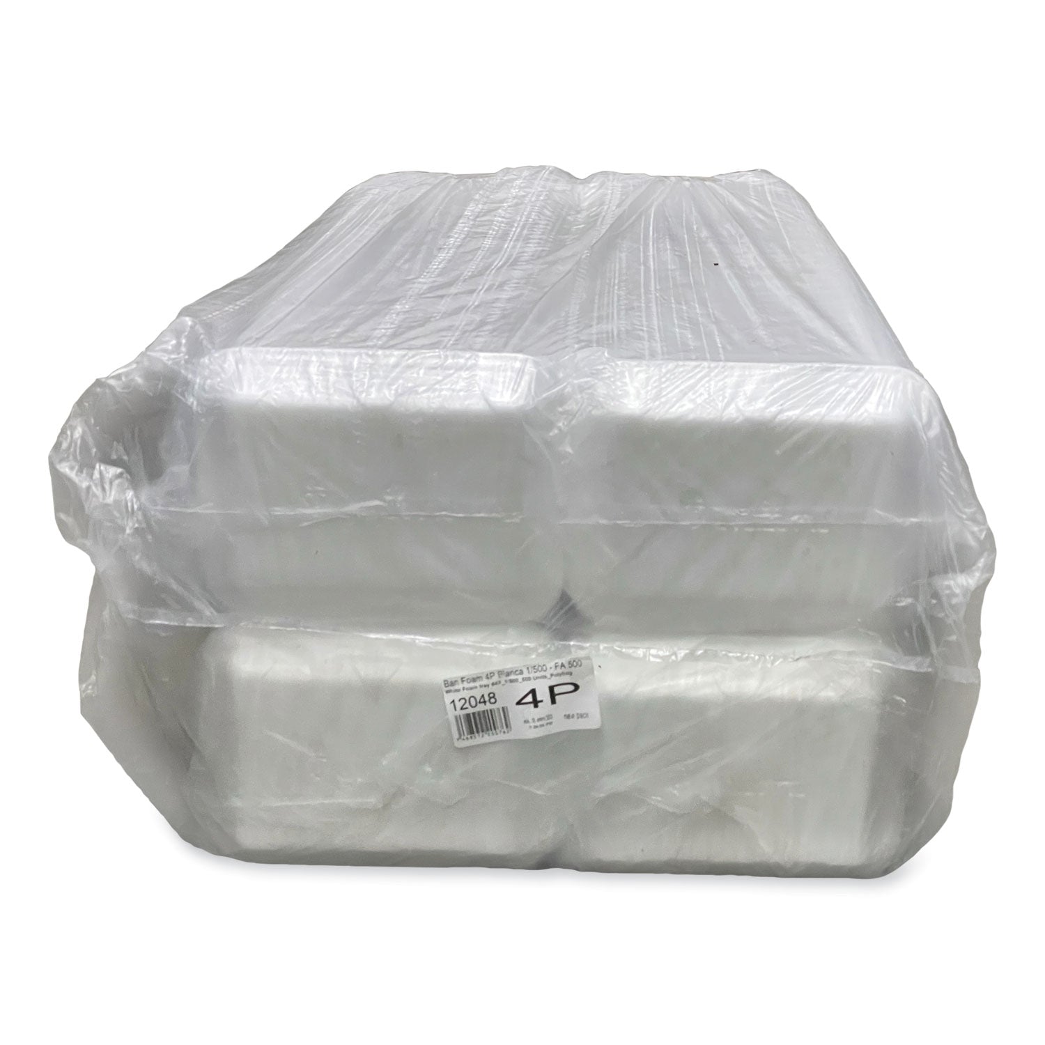 Meat Trays, #4P, 9.5 x 7.19 x 1.2, White, Foam, 500/Carton