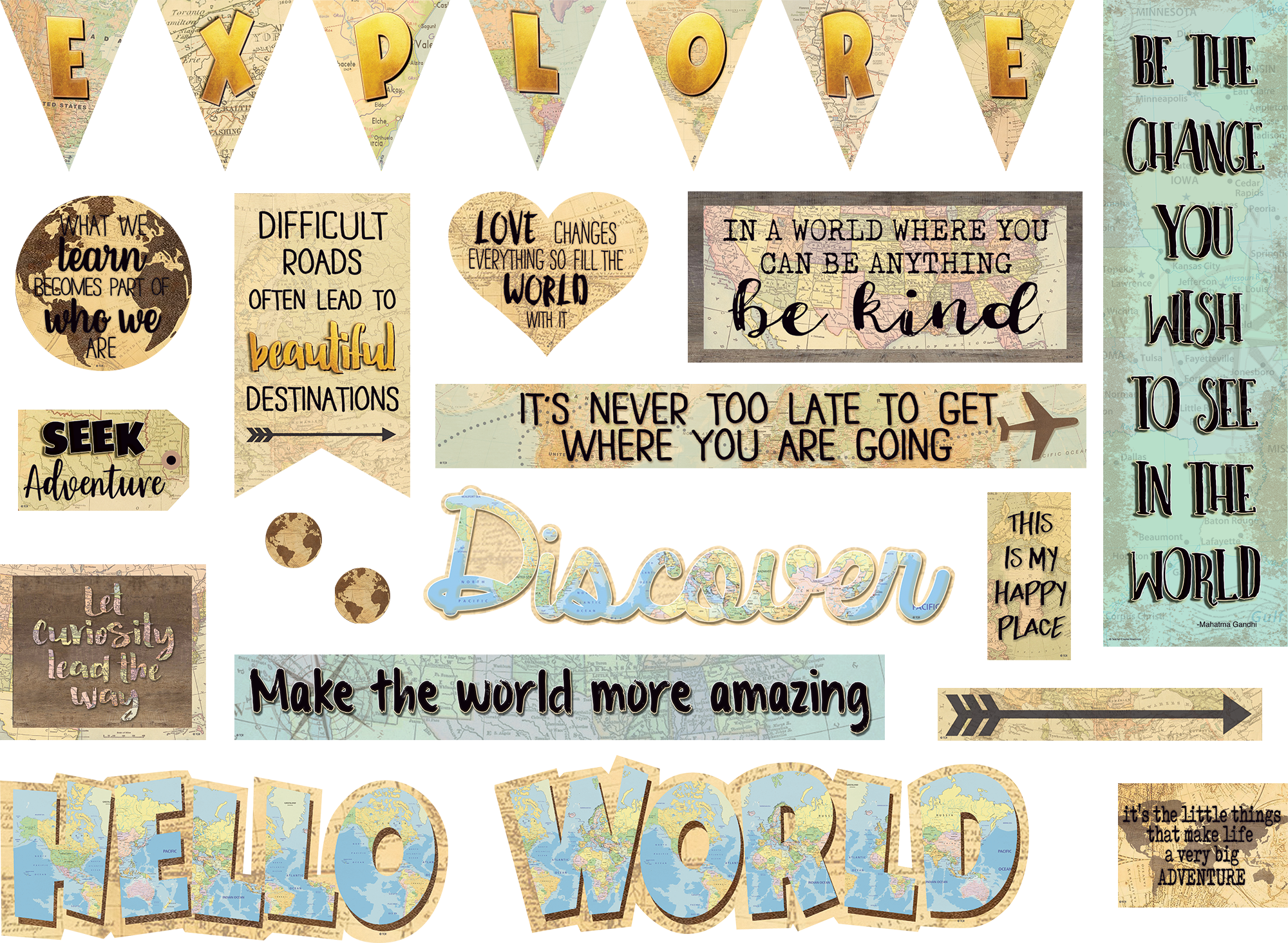 Travel the Map Mini Bulletin Board