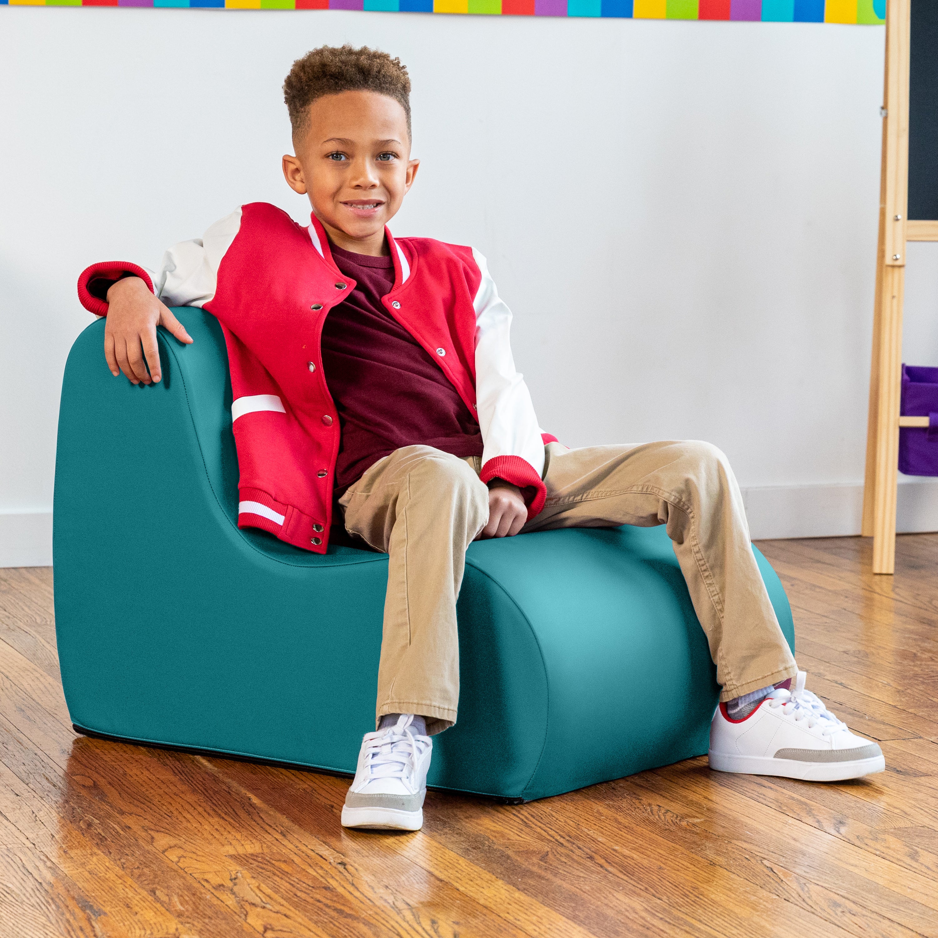 Jaxx Midtown Small Classroom Soft Foam Chair - Premium Vinyl Cover, Turquoise