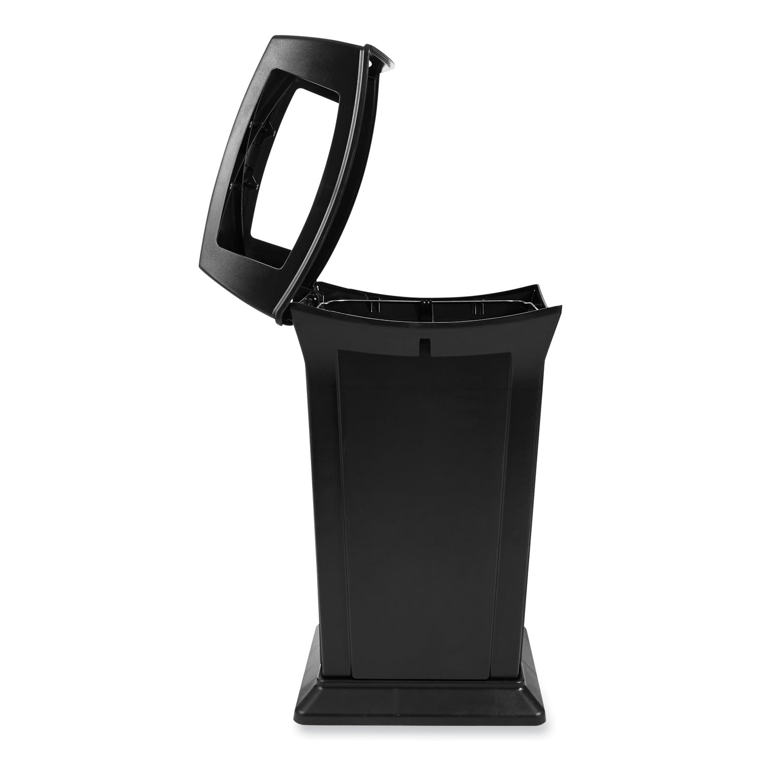 Hinged Lid - 45 gal Capacity - Rectangular - Durable, Chemical Resistant - 41.5" Height x 24.9" Width x 24.9" Depth - Black - 1 Each