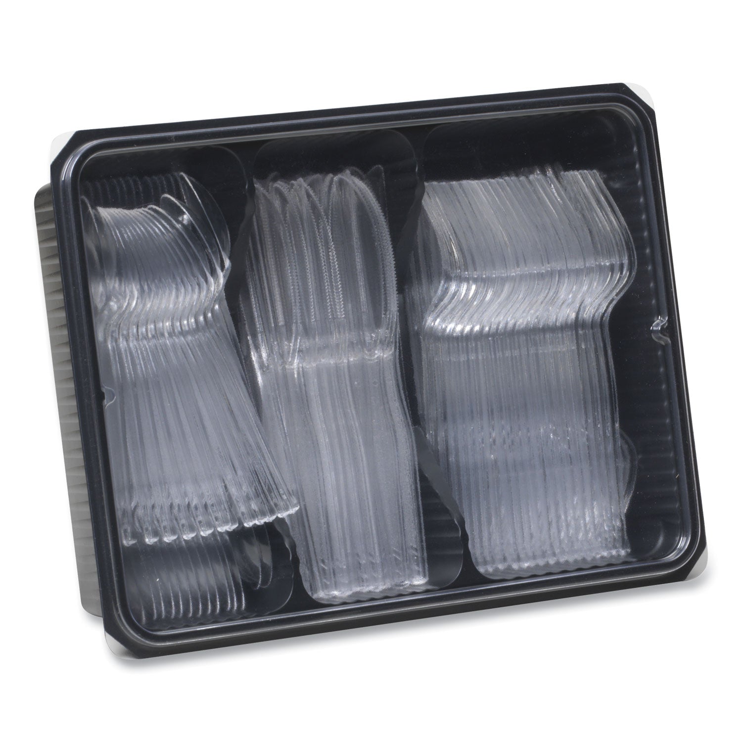 Dixie Heavyweight Disposable Forks, Knives & Teaspoons Keeper Pack Grab-N-Go by GP Pro - Cutlery Set - 60 x Teaspoon - 60 x Fork - 60 x Knife - Crystal - 180 / Box