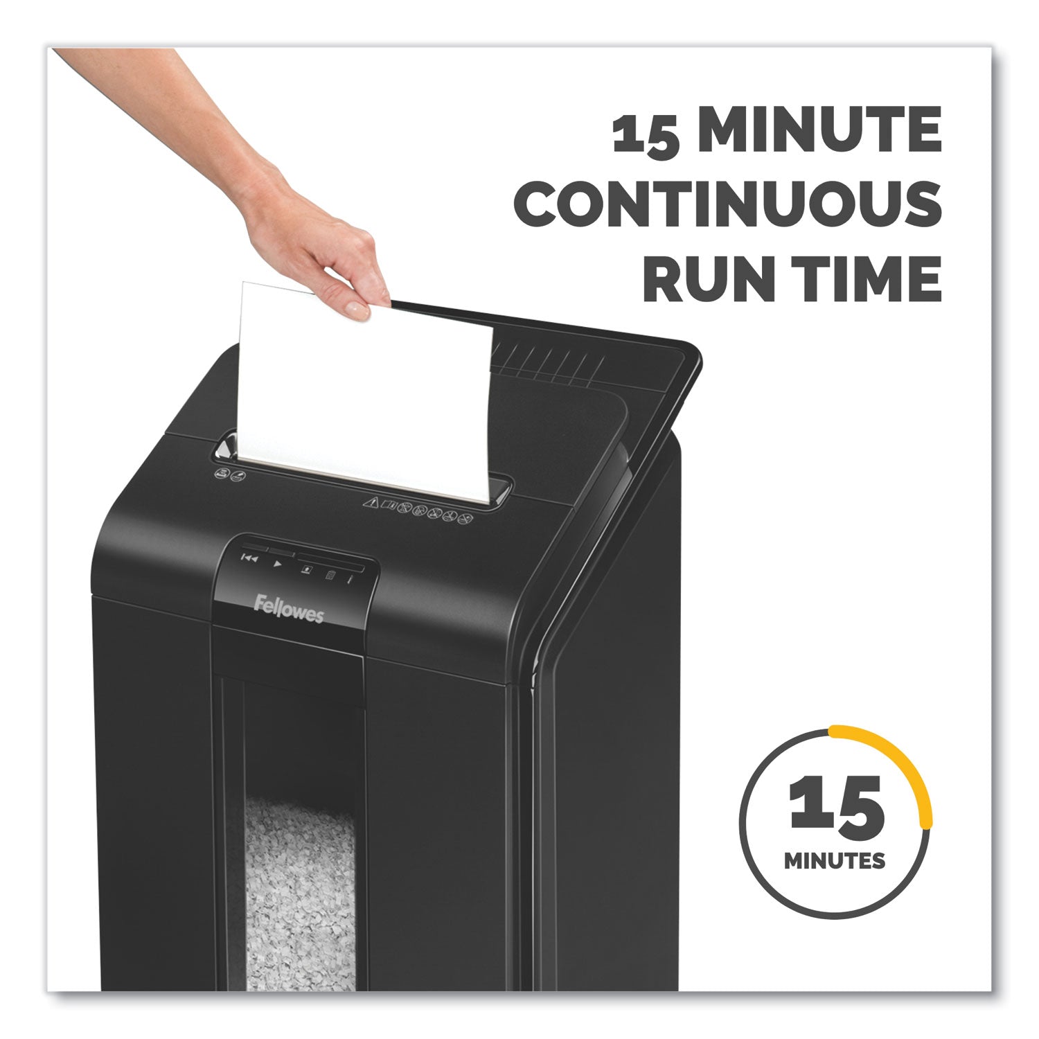 Non-continuous Shredder - Micro Cut - 100 Per Pass - for shredding Paper, Staples, Credit Card, Paper Clip - 0.156" x 0.391" Shred Size - P-4 - 8 ft/min - 8.62" Throat - 15 Minute Run Time - 6 gal Wastebin Capacity - Black