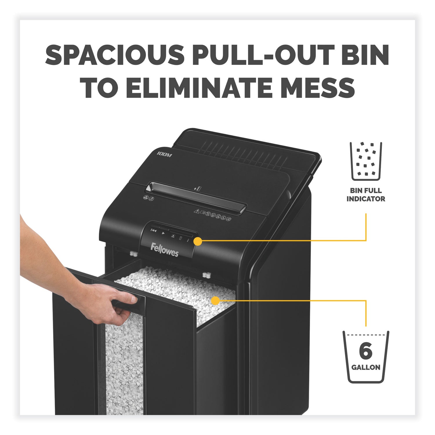 Non-continuous Shredder - Micro Cut - 100 Per Pass - for shredding Paper, Staples, Credit Card, Paper Clip - 0.156" x 0.391" Shred Size - P-4 - 8 ft/min - 8.62" Throat - 15 Minute Run Time - 6 gal Wastebin Capacity - Black