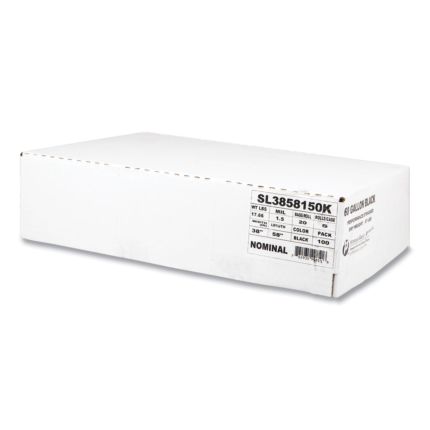 60 gal Capacity - 58" Width x 1.50 mil (38 Micron) Thickness - Low Density - Black - Linear Low-Density Polyethylene (LLDPE) - 1 Carton