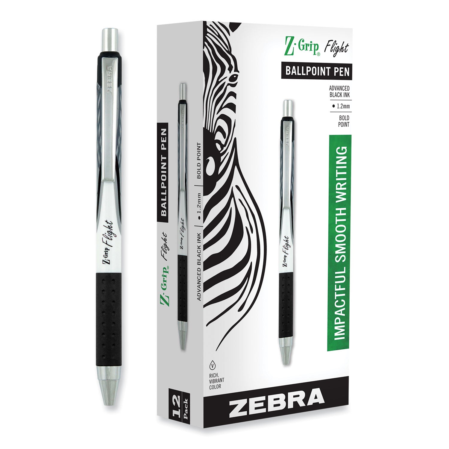 Z-Grip® Flight Retractable Ballpoint Pens, Black, Dozen