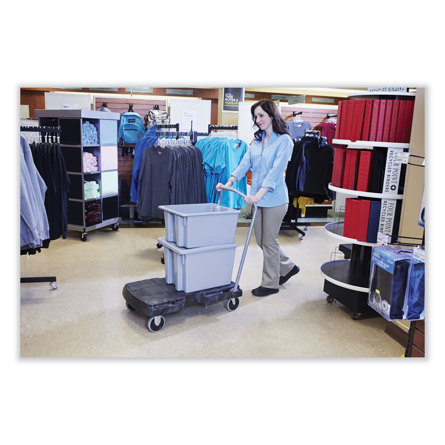 Folding Handle - 250 lb Load Capacity - 4 Casters - 3" Caster Size - High-density Polyethylene (HDPE) - 20.50" Width x 32.50" Height - Gray, Black - 1 Each
