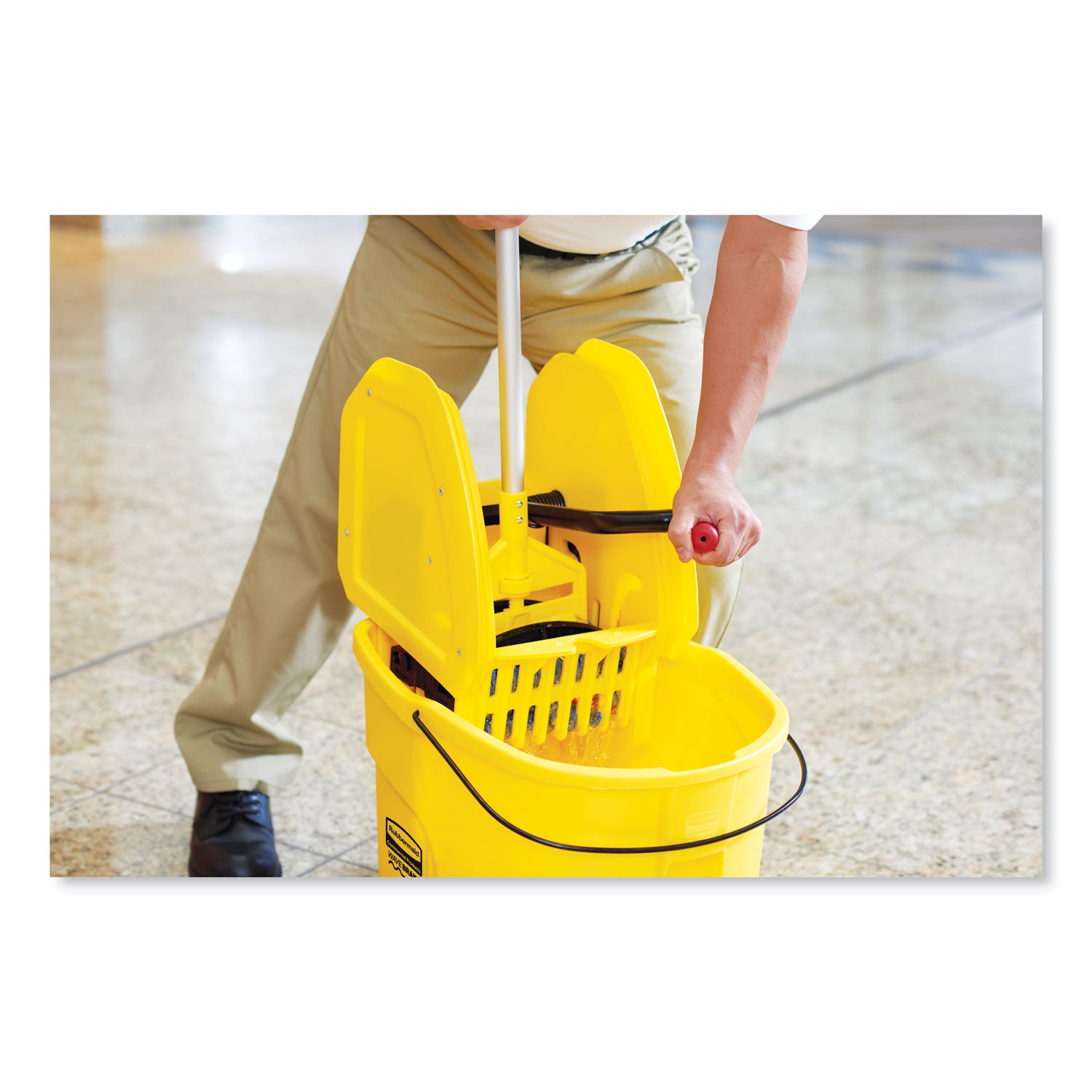 Wavebrake 2.0 Bucket/wringer Combos, Down-Press, 35 Qt, Plastic, Yellow