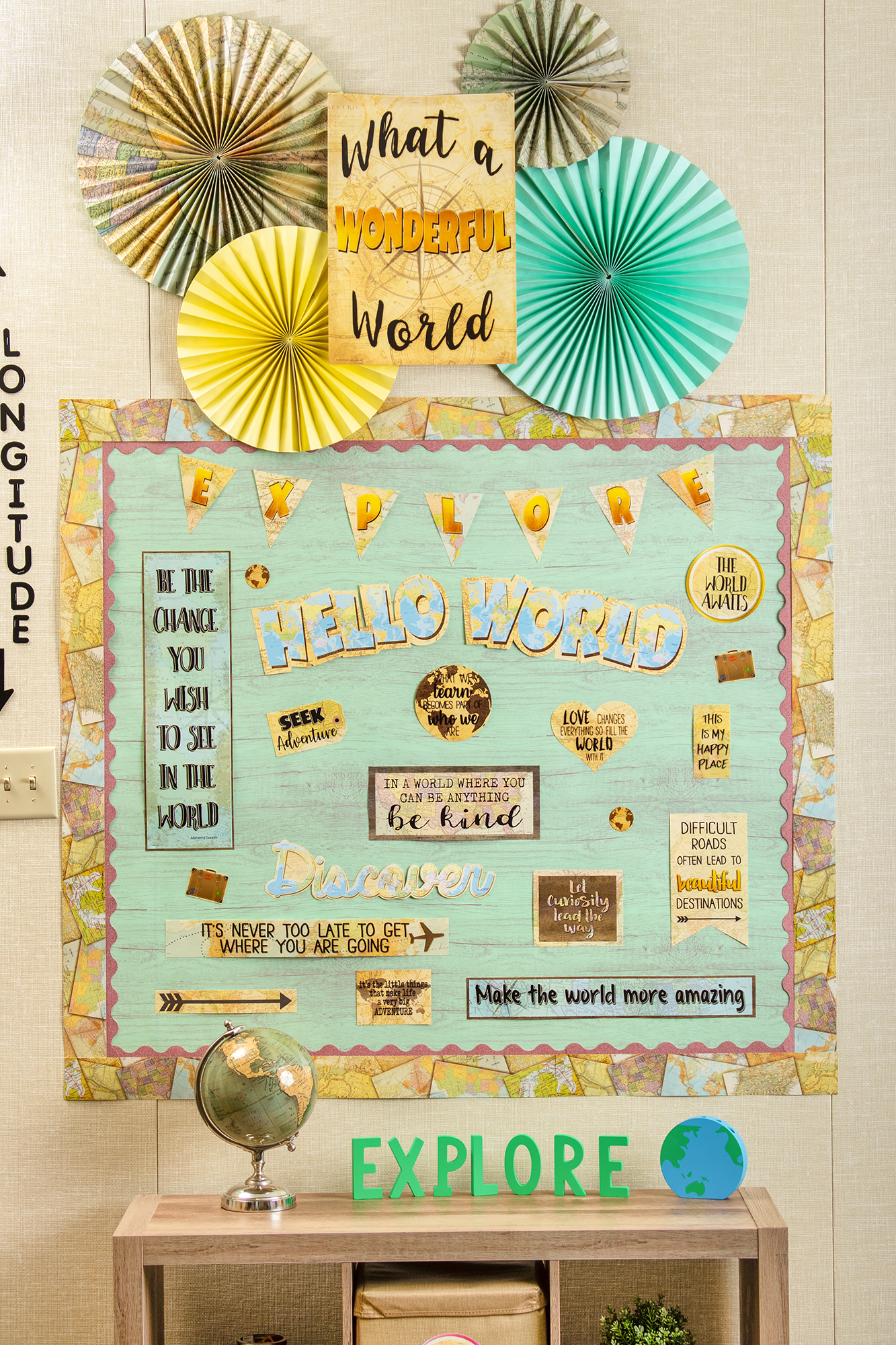 Travel the Map Straight Border Trim