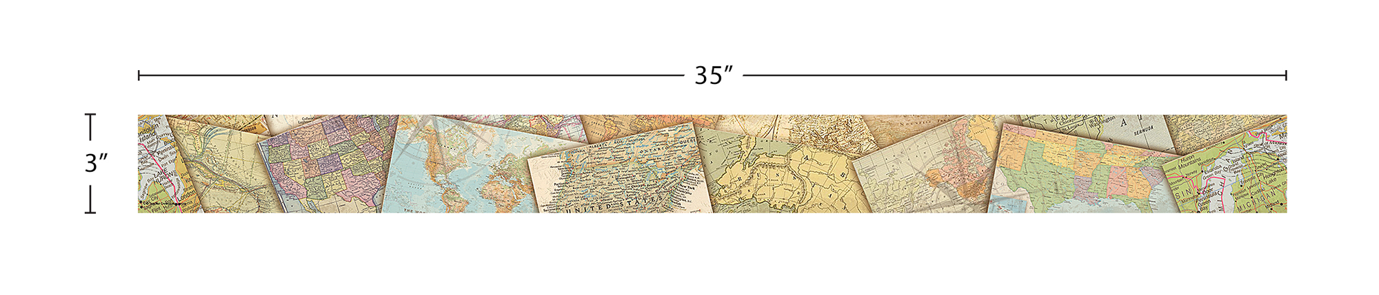 Travel the Map Straight Border Trim