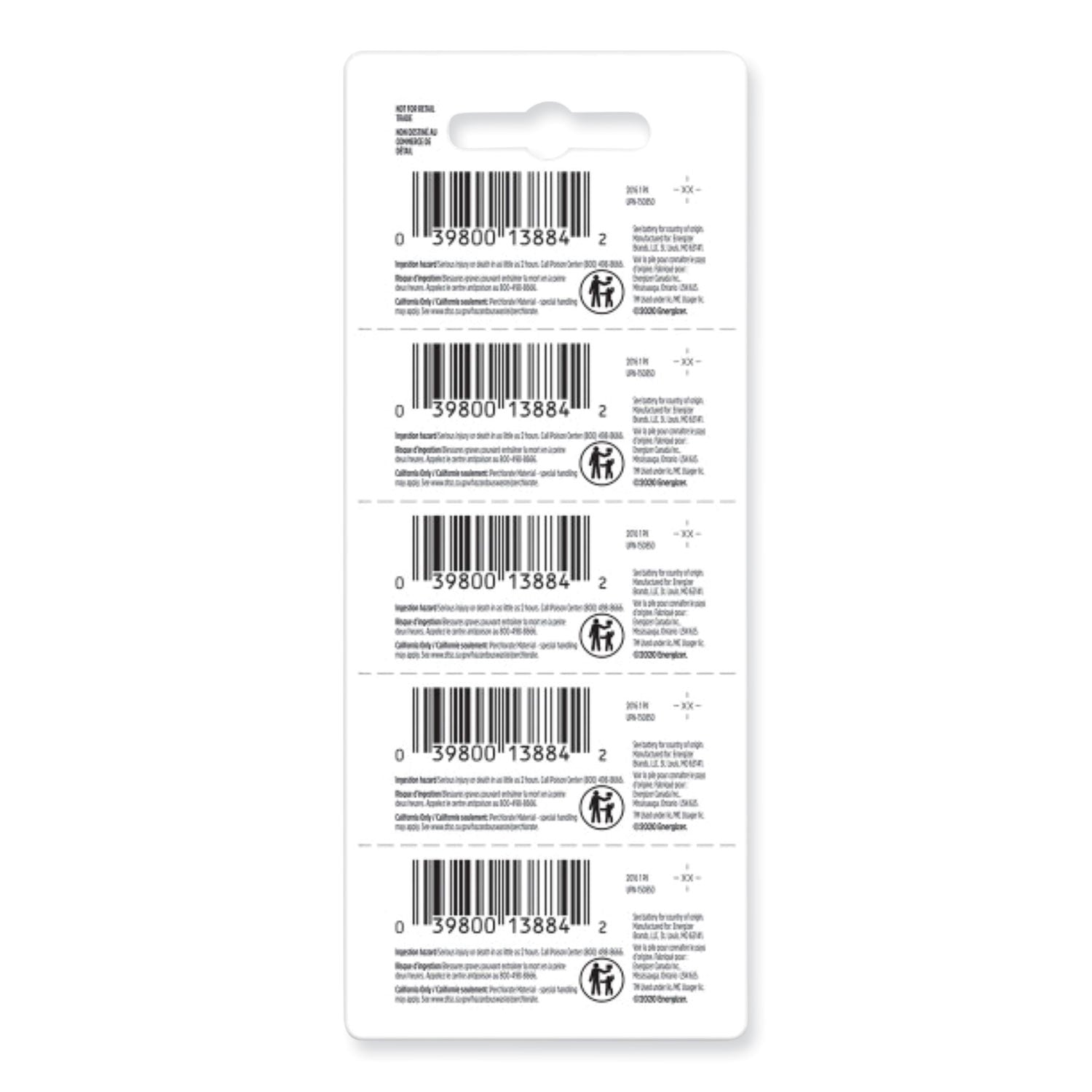 Energizer Industrial Coin Cell Lithium Battery, 5 Pack