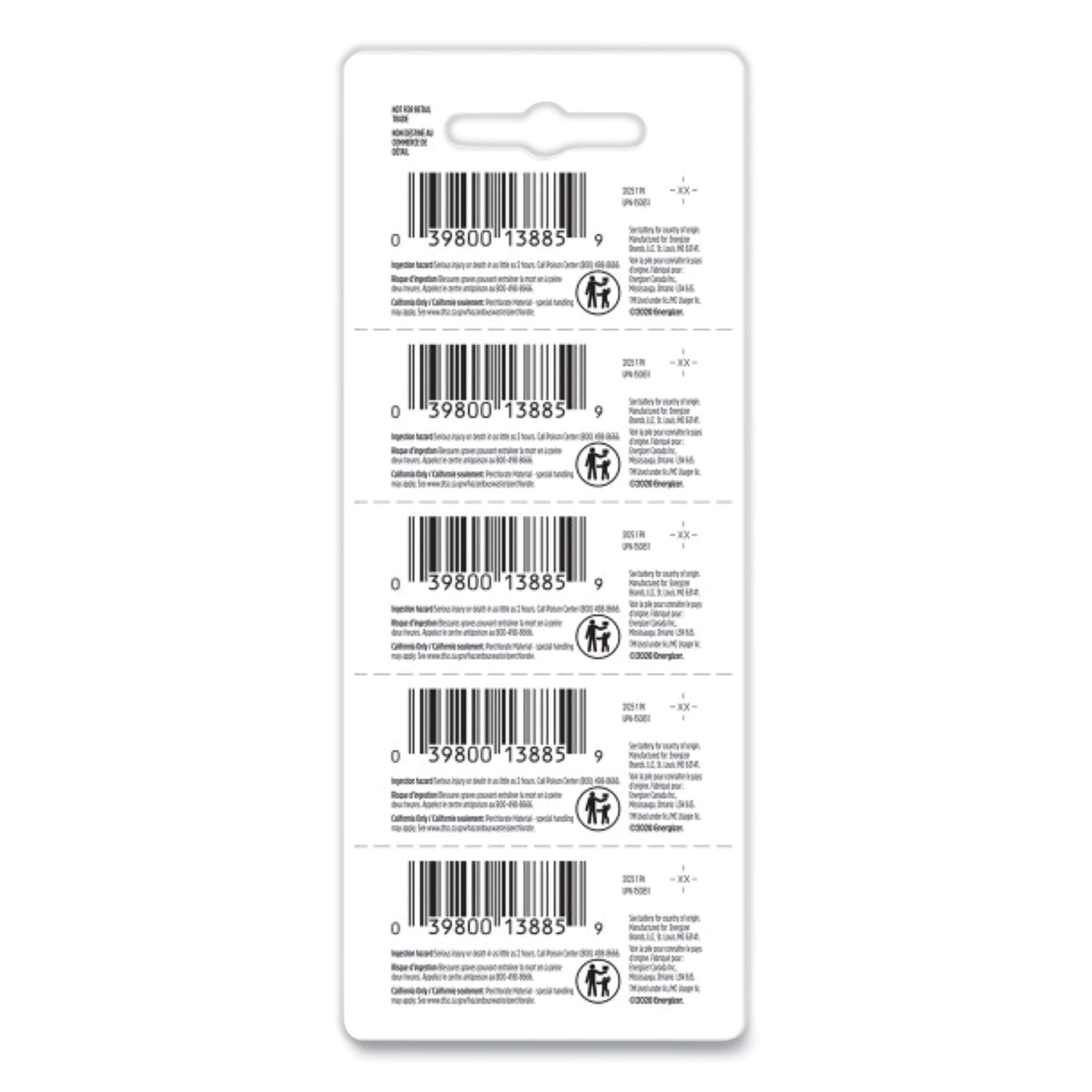 Energizer Industrial 2025 Lithium Coin Cell Batteries, 5 Pack
