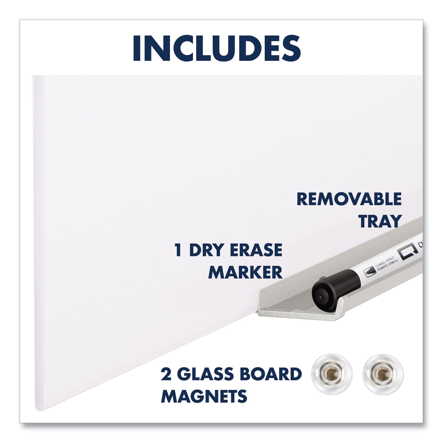 50" (4.2 ft) Width x 28" (2.3 ft) Height - White Glass Surface - Rectangle - Vertical - Magnetic - 1 Each