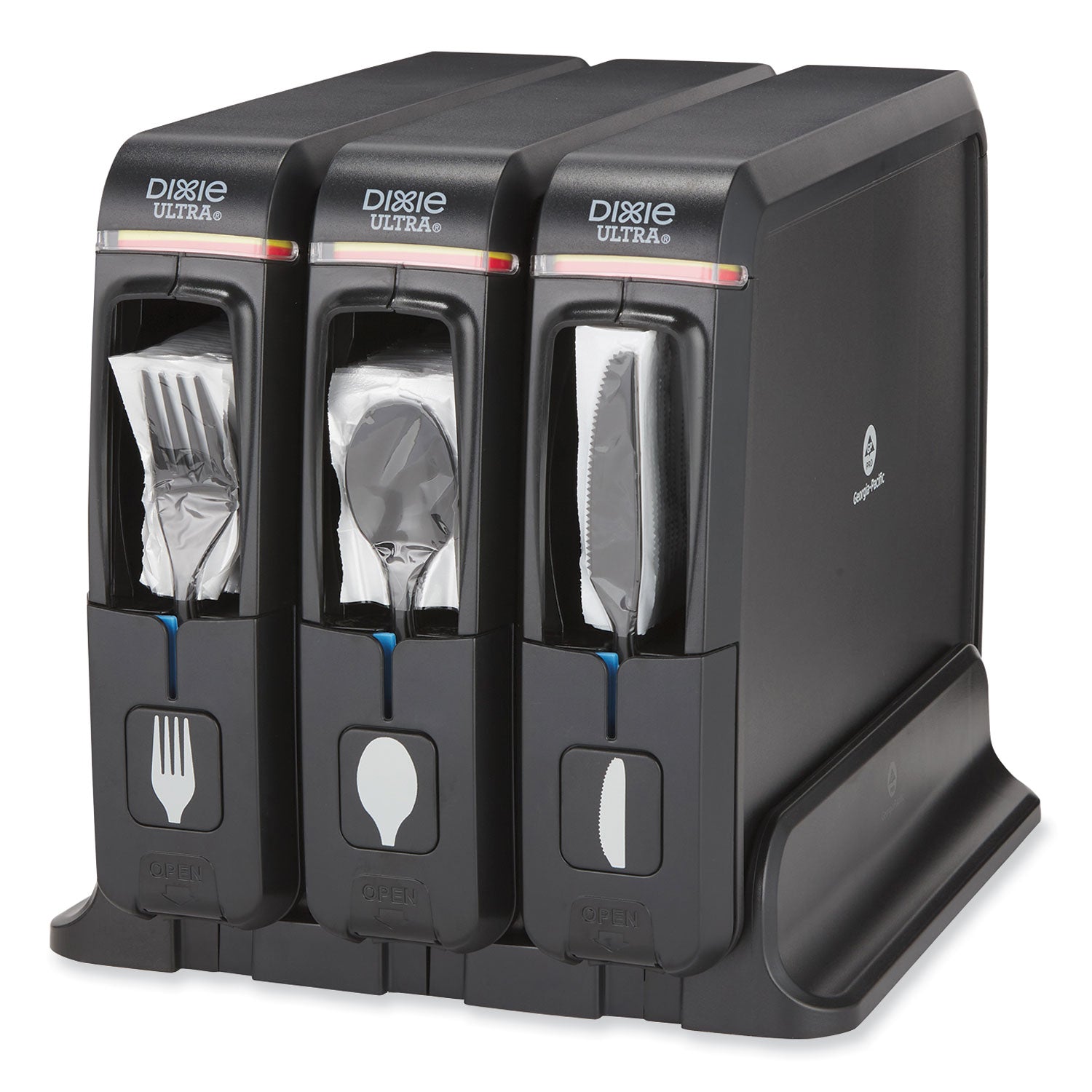 SmartStock Wrapped Cutlery Dispenser, Holds Forks/Knives/Spoons, 12.44 x 11.17 x 10.5, Black