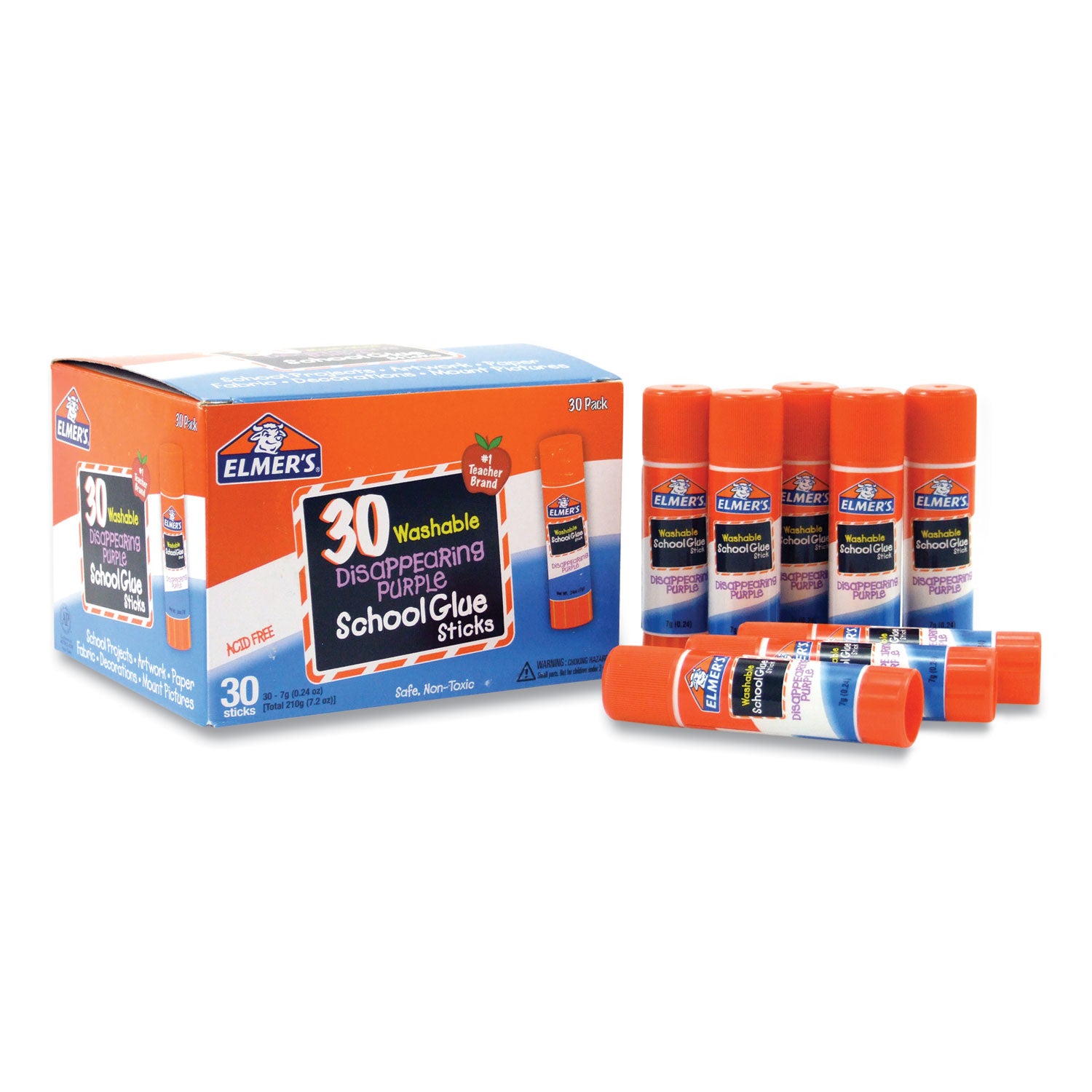 Elmer's Disappearing Purple School Glue Sticks - 0.24 fl oz - Purple - 30 / Box