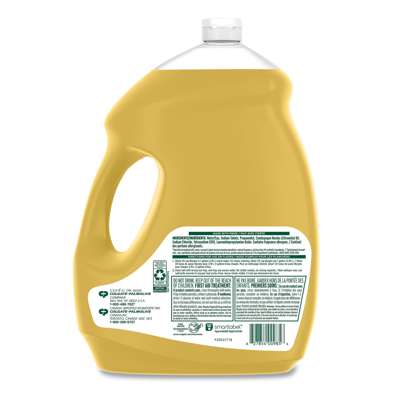 Murphy&reg; Oil Soap Cleaner - Concentrate - 145 fl oz (4.5 quart) - Natural Scent - Ammonia-free, Bleach-free, Phosphate-free - Brown - 1 Each