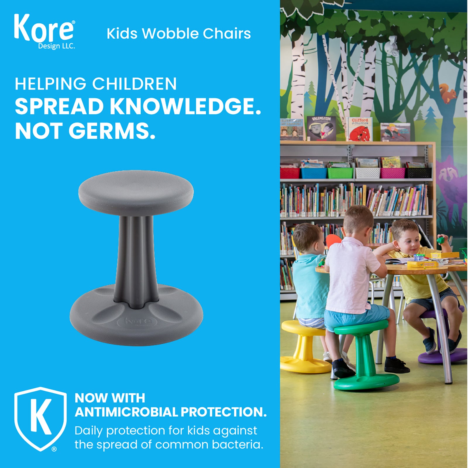 Pre-Teen Wobble Chair 18.7", Grey