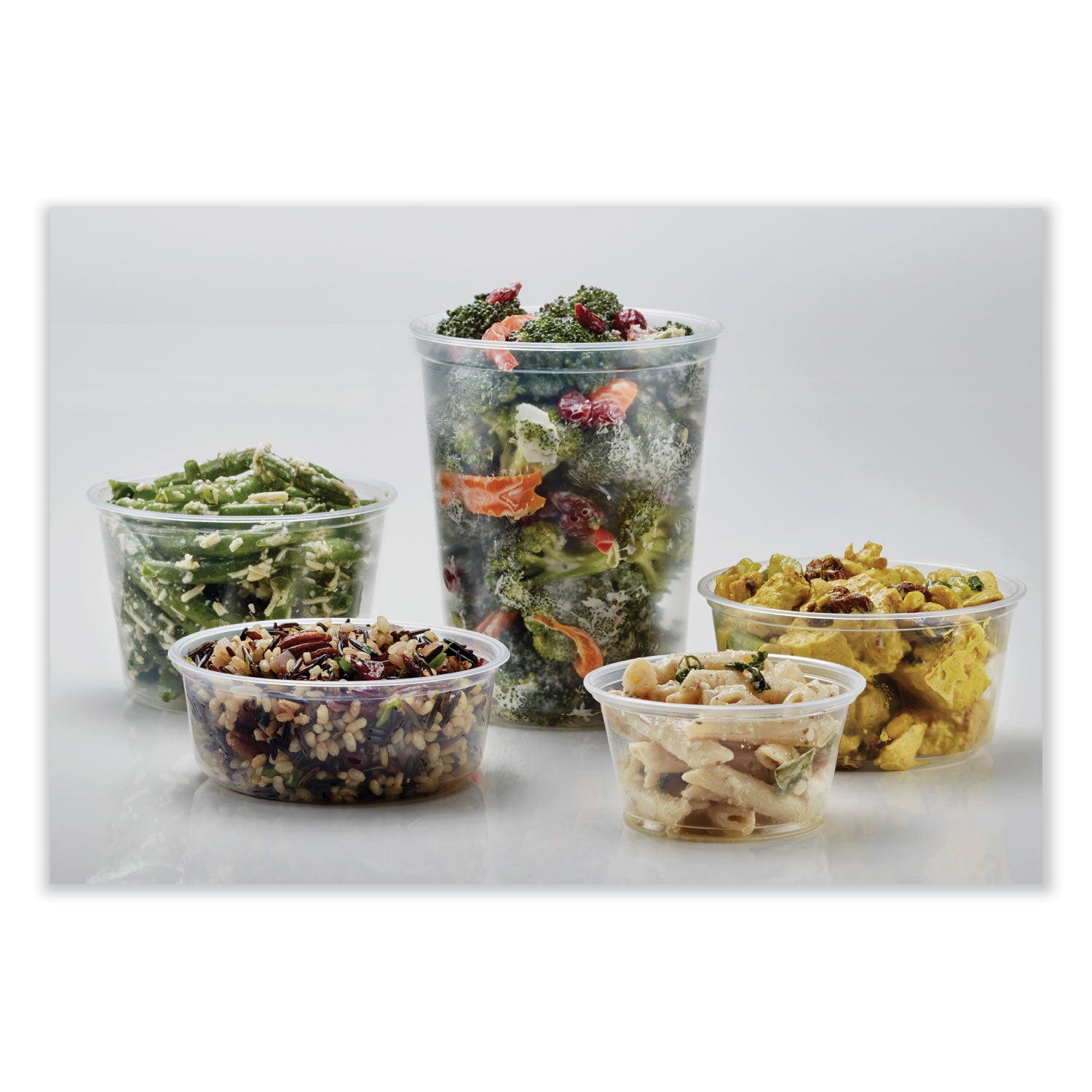 Microwavable Deli Containers, 12 oz, 4.6" Diameter x 2.3" h, Clear, Plastic, 500/Carton