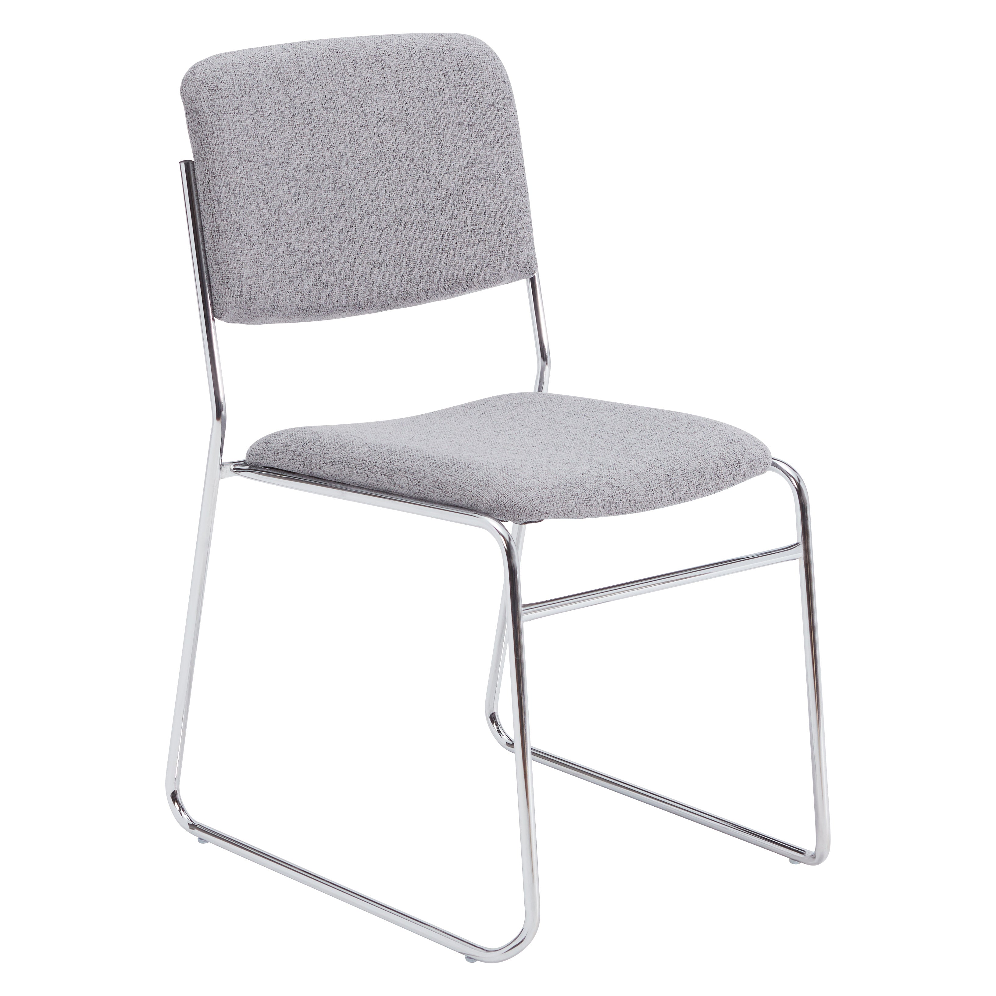 NPS® 8600 Series Fabric Padded Signature Stack Chair, Surface Color: Grey, Frame Color: Chrome