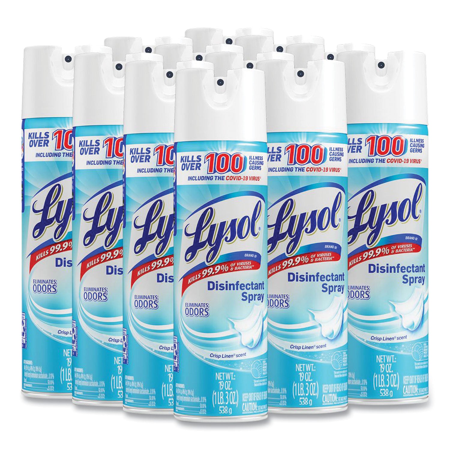 For Multi Surface - Ready-To-Use - Spray, Aerosol - 19 fl oz (0.6 quart) - Crisp Linen Scent - Recommended For: Bacteria Remover - Easy to Use, Antibacterial, Antimicrobial, Disinfectant, No-rinse, Phenol-free - Clear - 1 Each