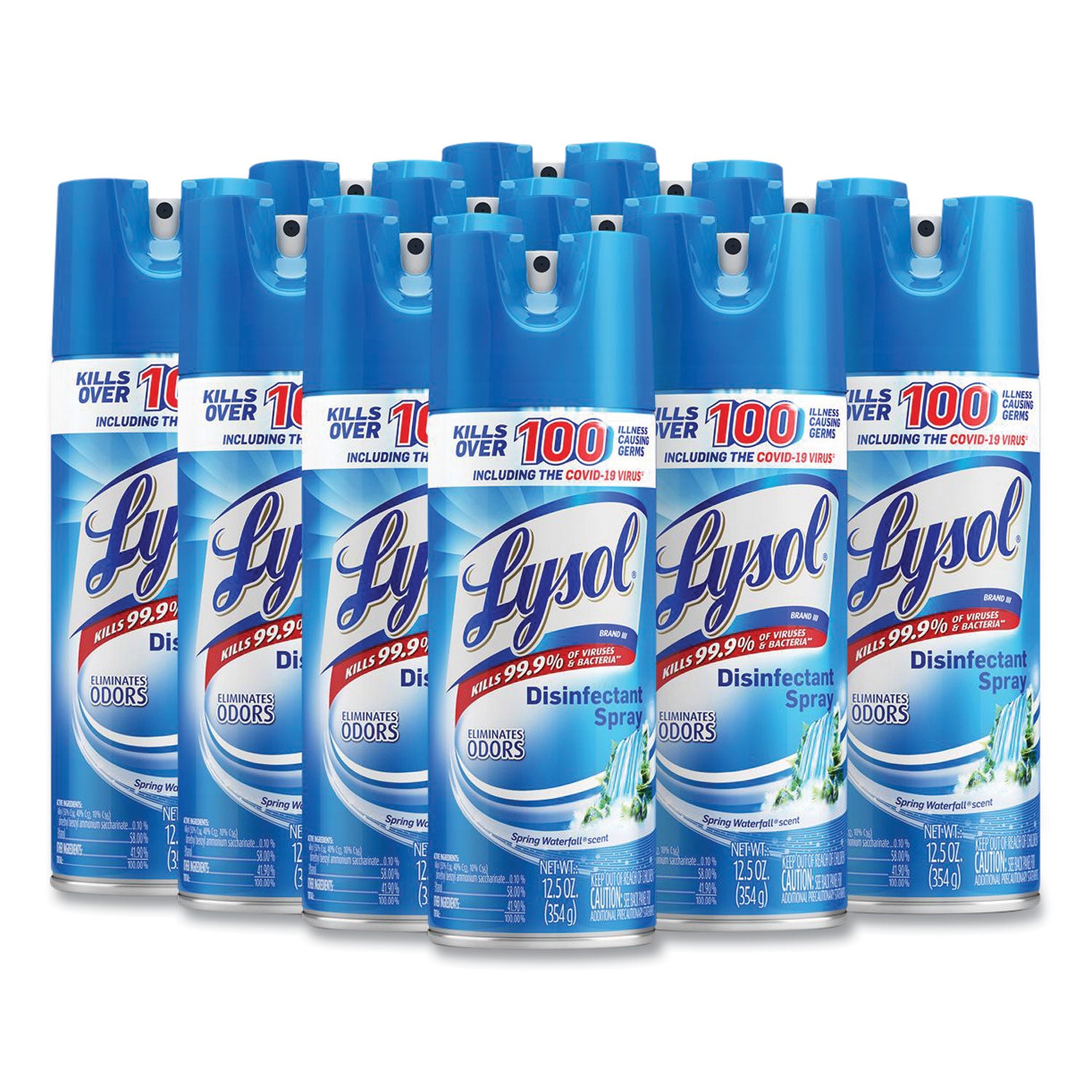 Lysol Spring Waterfall Disinfectant Spray - Ready-To-Use - 12.5 fl oz (0.4 quart) - Spring Waterfall Scent - Easy to Use - Clear - 1 Each