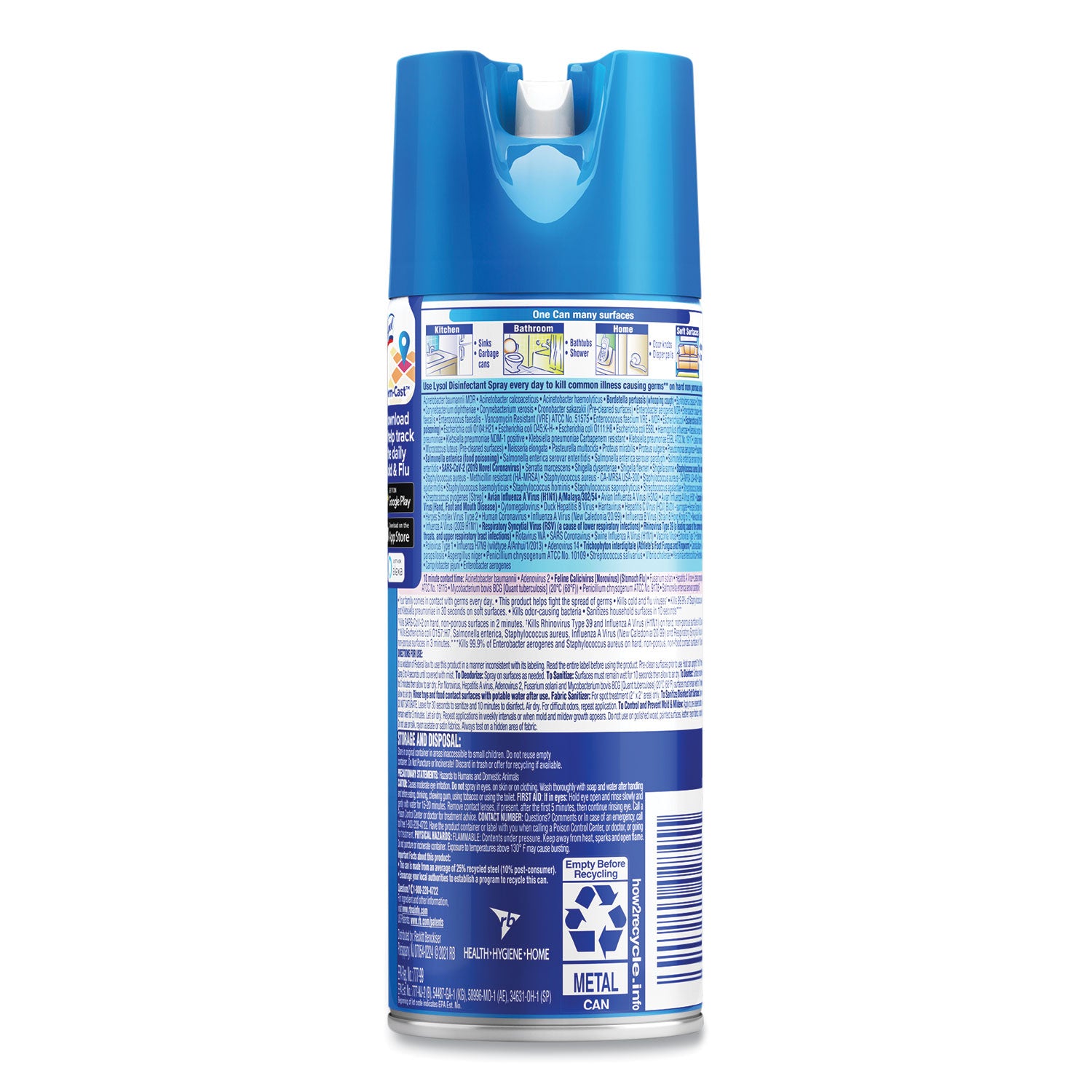 Lysol Spring Waterfall Disinfectant Spray - Ready-To-Use - 12.5 fl oz (0.4 quart) - Spring Waterfall Scent - Easy to Use - Clear - 1 Each