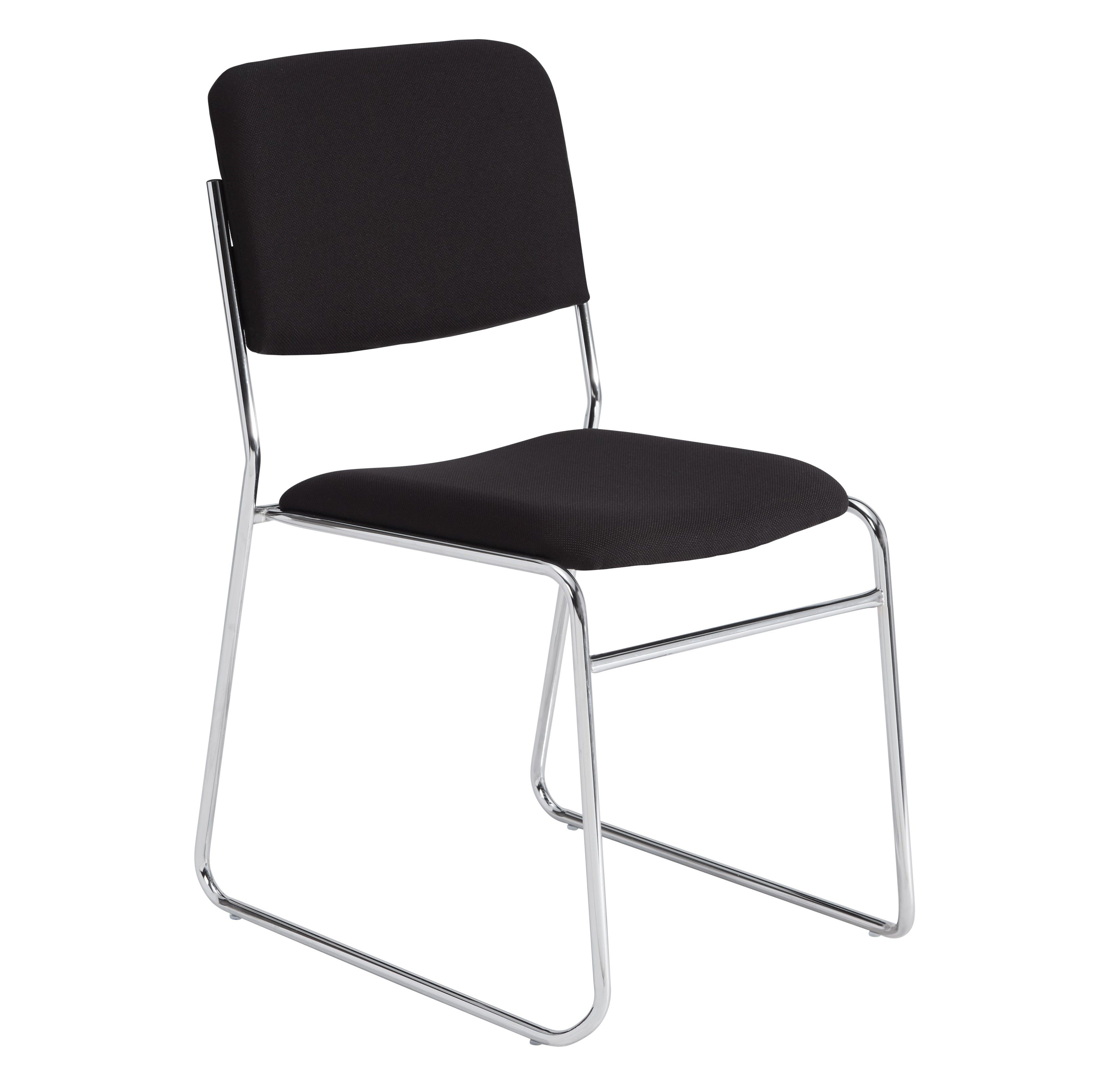 NPS® 8600 Series Fabric Padded Signature Stack Chair, Surface Color: Black , Frame Color: Chrome