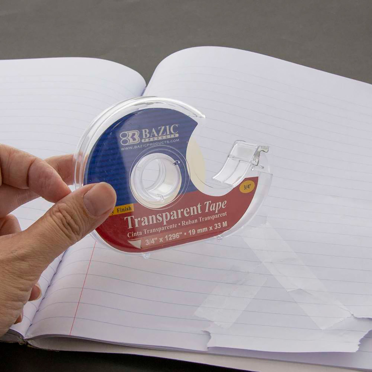 Transparent Tape with Dispenser, 3/4" x 1296"