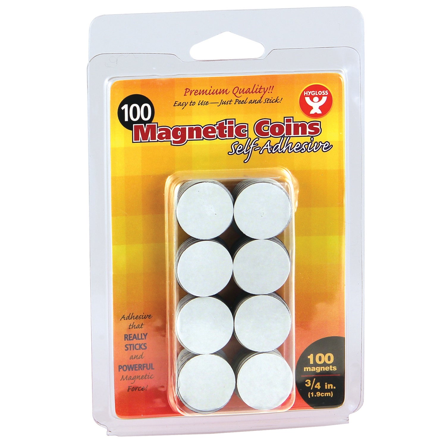 Magnetic Tape - Self-Adhesive Coins, 100, 3/4"