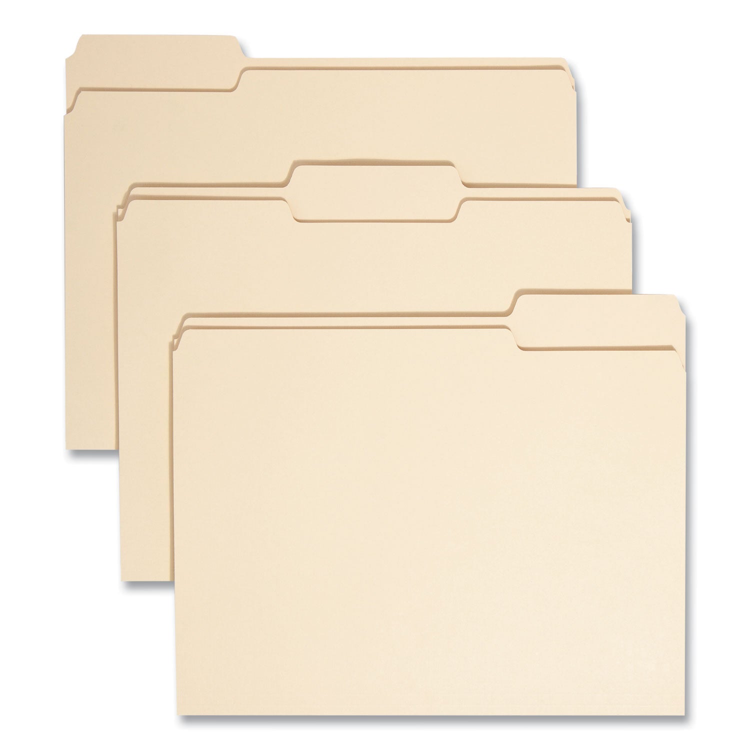 Smead 1/3 Tab Cut Letter Recycled Top Tab File Folder - 8 1/2" x 11" - 3/4" Expansion - Top Tab Location - Assorted Tab Position - 11 pt. - 1 Plys - Manila - Acid-free, Rounded Corner - 100% Recycled - 100 / Box