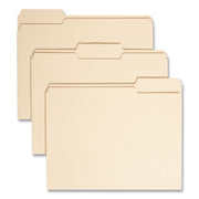 Smead 1/3 Tab Cut Letter Recycled Top Tab File Folder - 8 1/2" x 11" - 3/4" Expansion - Top Tab Location - Assorted Tab Position - 11 pt. - 1 Plys - Manila - Acid-free, Rounded Corner - 100% Recycled - 100 / Box